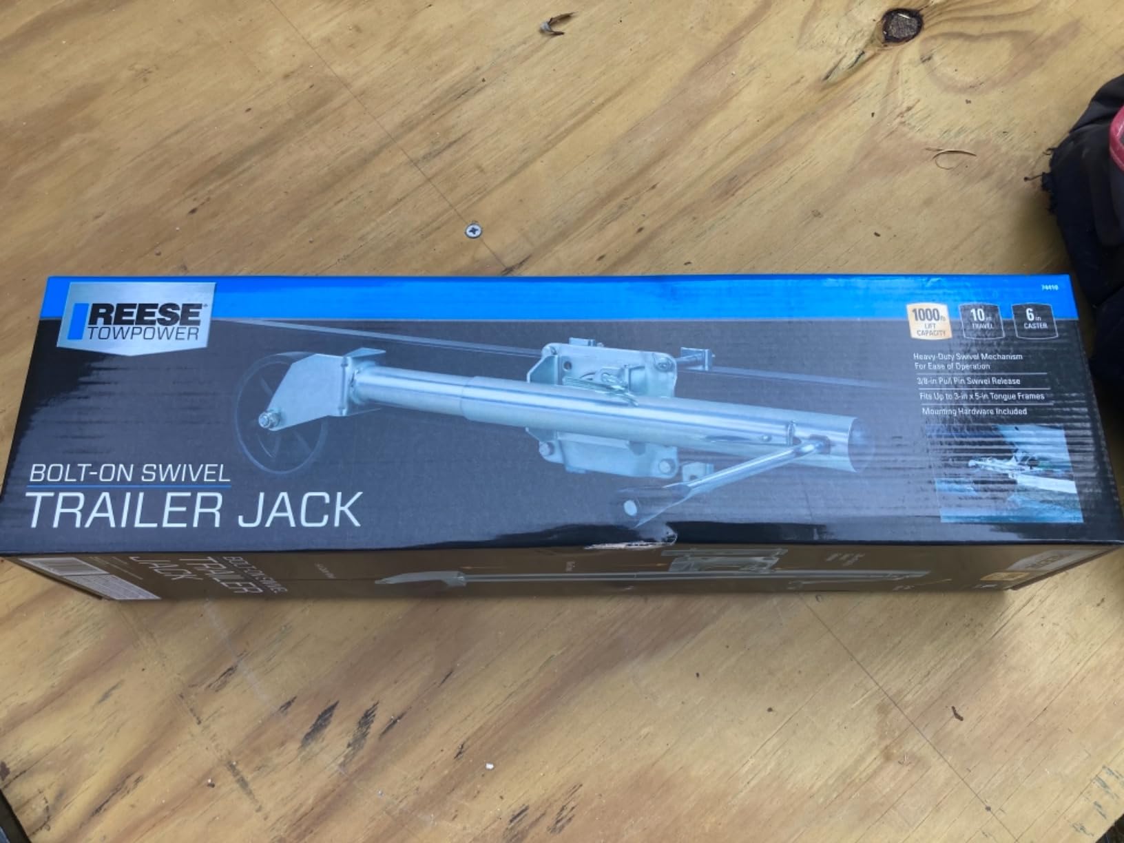Reese Towpower 74410 Round Trailer Jack, Side Mount, 1,000 lbs. Lift Capacity, Sidewind, Bolt-On, 10 Inch Travel, 6-Inch Wheel customer photo 2