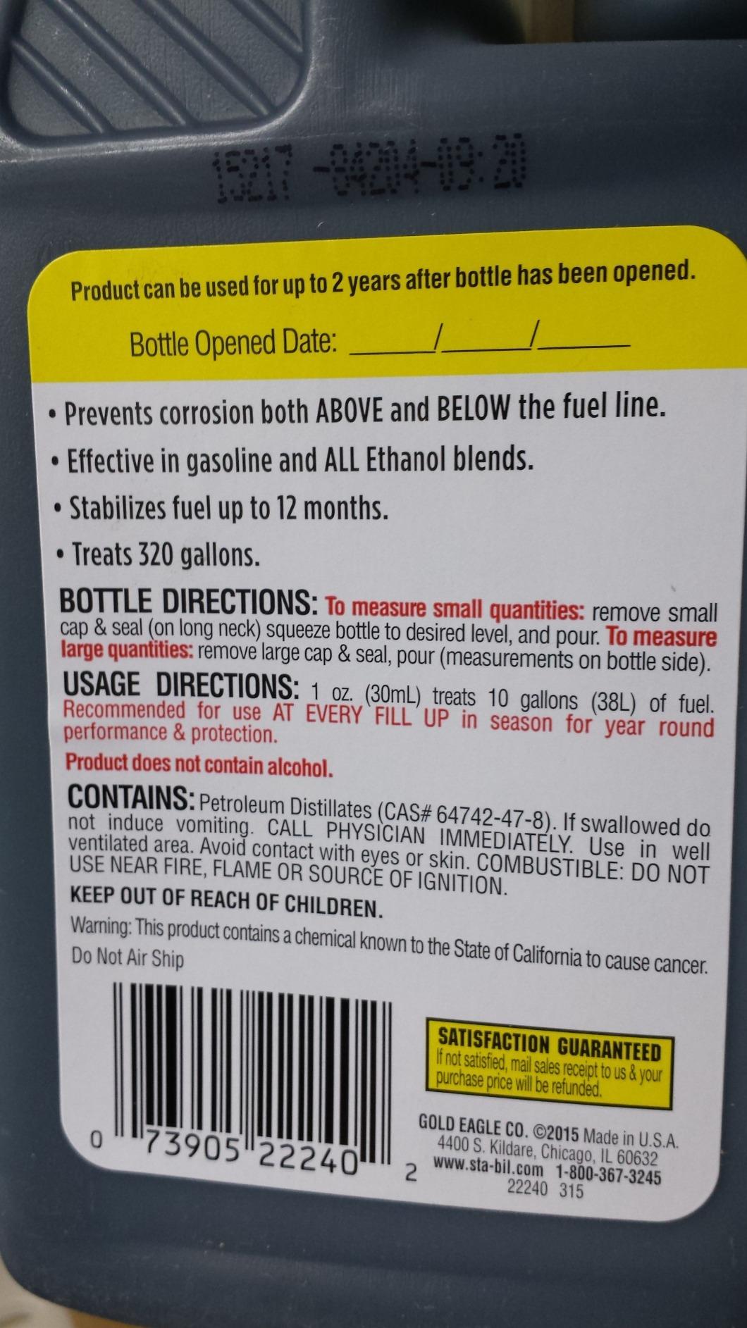 STA-BIL 360 Marine Ethanol Treatment & Fuel Stabilizer - Prevents Rust and Corrosion, Helps Clean Fuel System For Improved In-Season Performance, Treats Up To 320 Gallons, 32oz (22240) , Blue customer photo 2