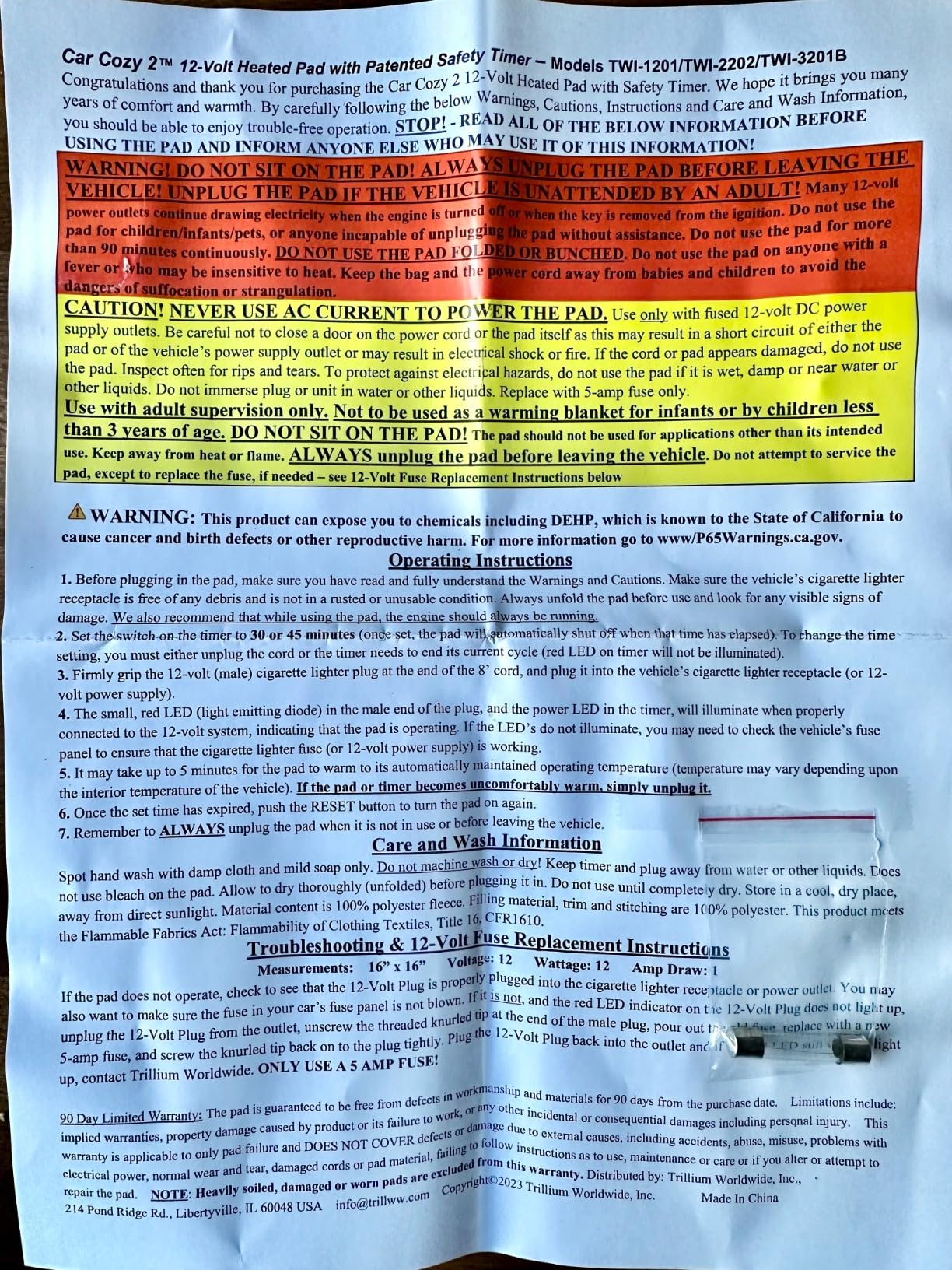 Trillium Worldwide Car Cozy 2 12-Volt Heated Mini Travel Pad, Red Plaid, 16 x 16, (TWI-2202) customer photo 1