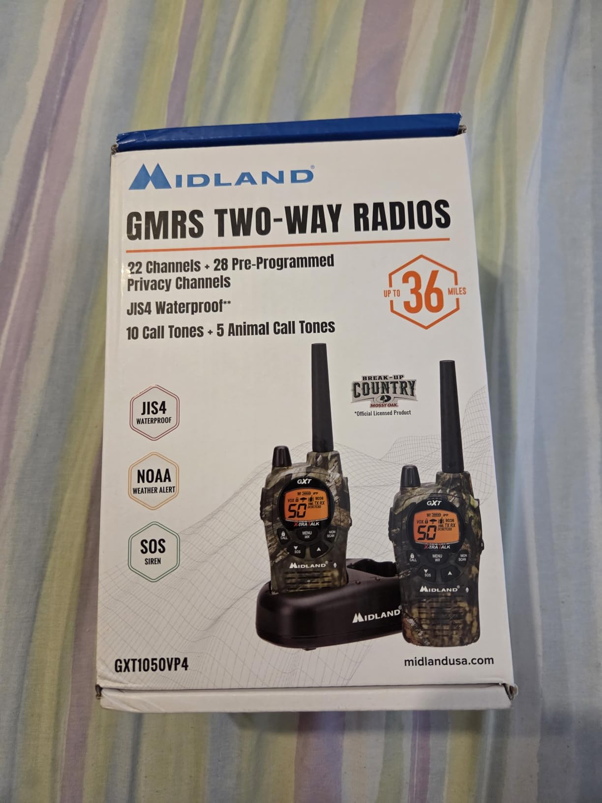 Midland GXT1000VP4 GMRS Two-Way Radio (50 Channel, Long Range, 142 Privacy Codes, SOS, NOAA, Rechargeable Nickel Battery, Black/Silver 2-Pack) customer photo 2