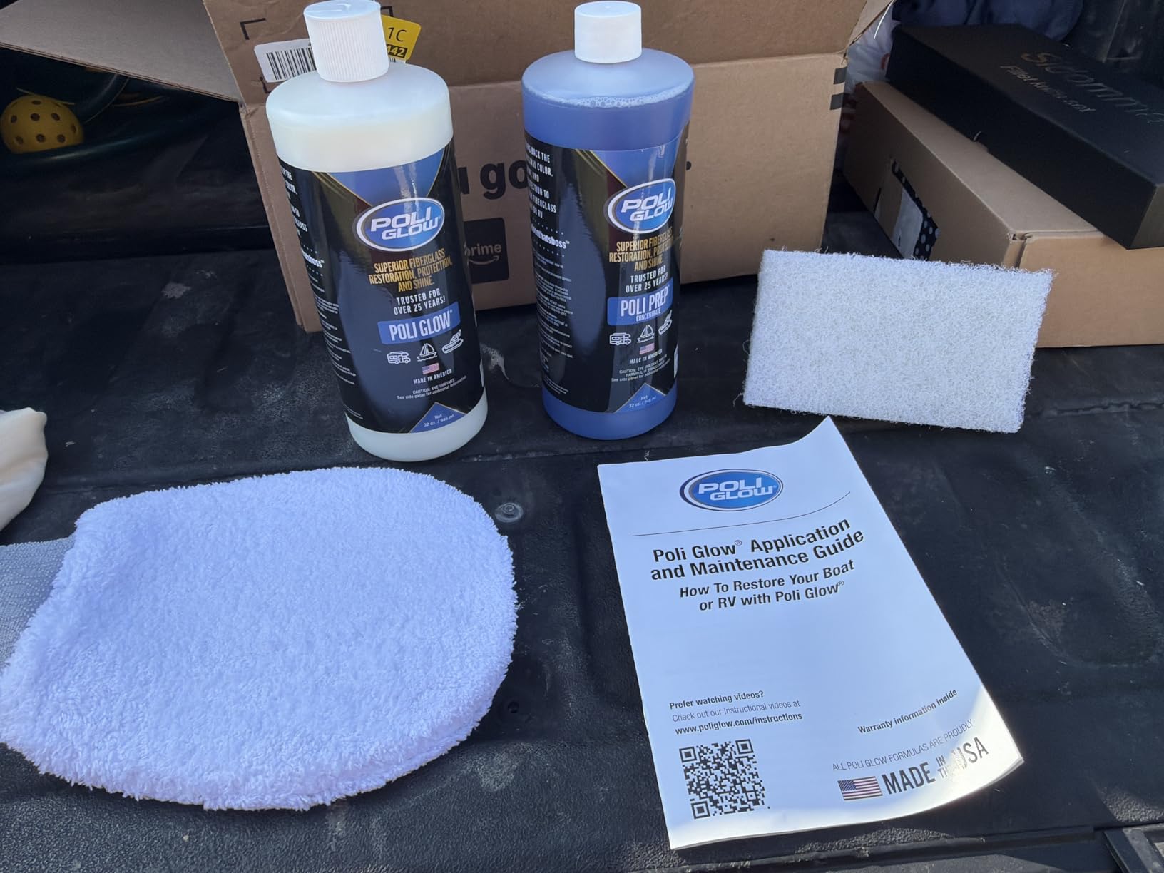 Poli Glow Boat & RV Restoration Fiberglass Kit - Complete Fiberglass Restorer for Boats & RVs - Eliminate Oxidation, Shine & Protect customer photo 2