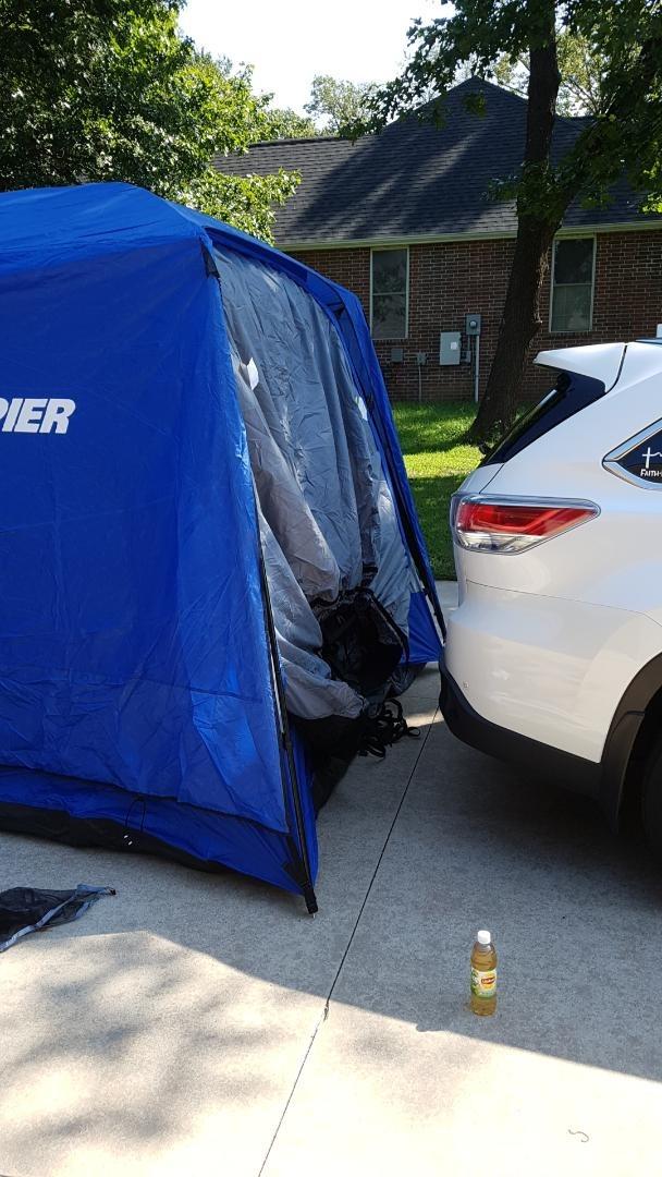Napier Sportz SUV Tent | 9'x9' Car Camping Tent with Full Rainlfy and Awning | Fits All CUVs, SUVs, Minivans | Sleeps 5 Adults | Blue/Gray | Model 82000 customer photo 2