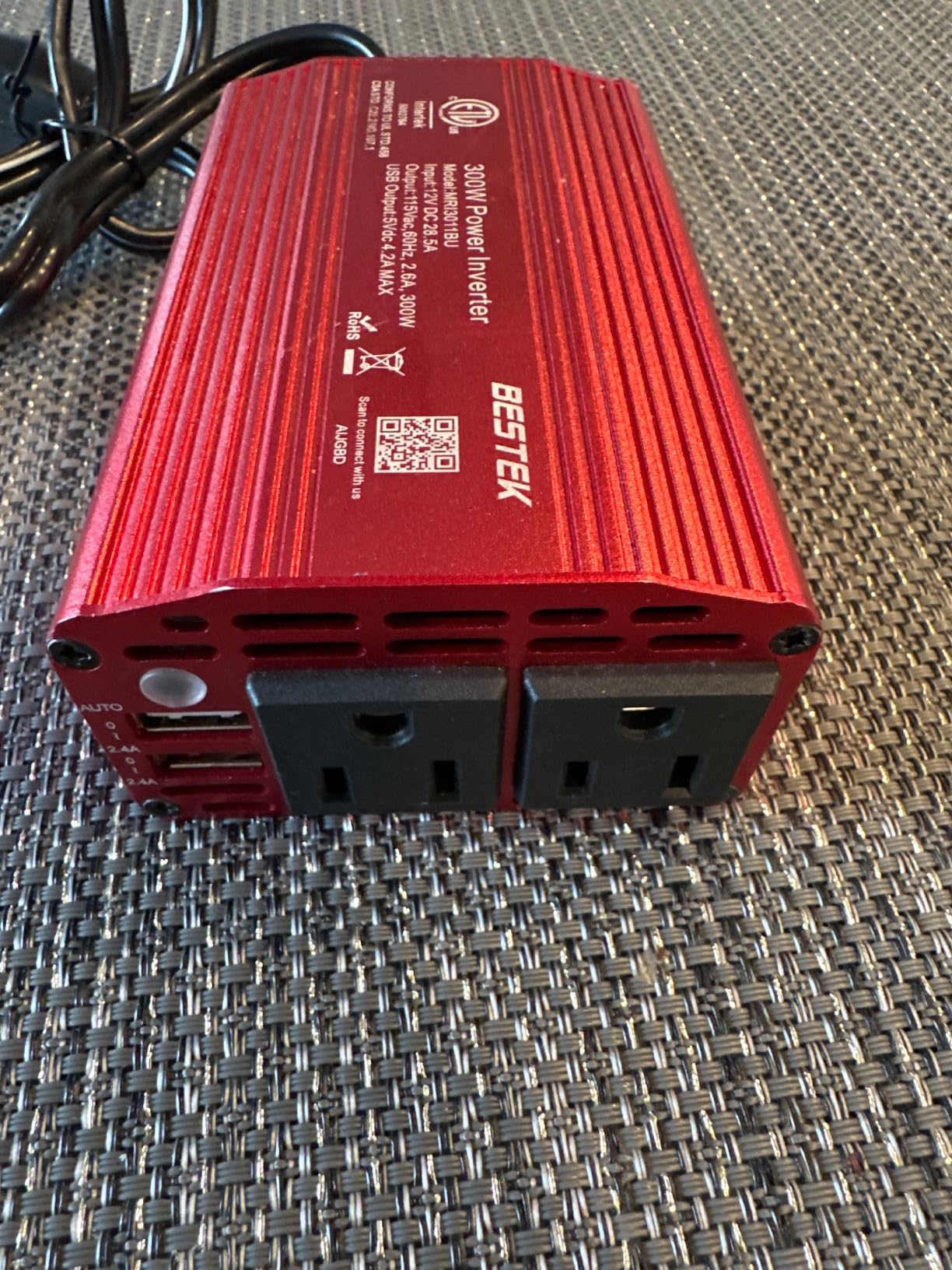 BESTEK Power Inverter DC 12V to AC 110V - 300W Car Plug Adapter Outlet with 4.8A Dual USB Fast Charging Port - Car Charger Cigarette Lighter Adapter for Phone, Laptop on Road Trip - Aluminum Housing customer photo 2