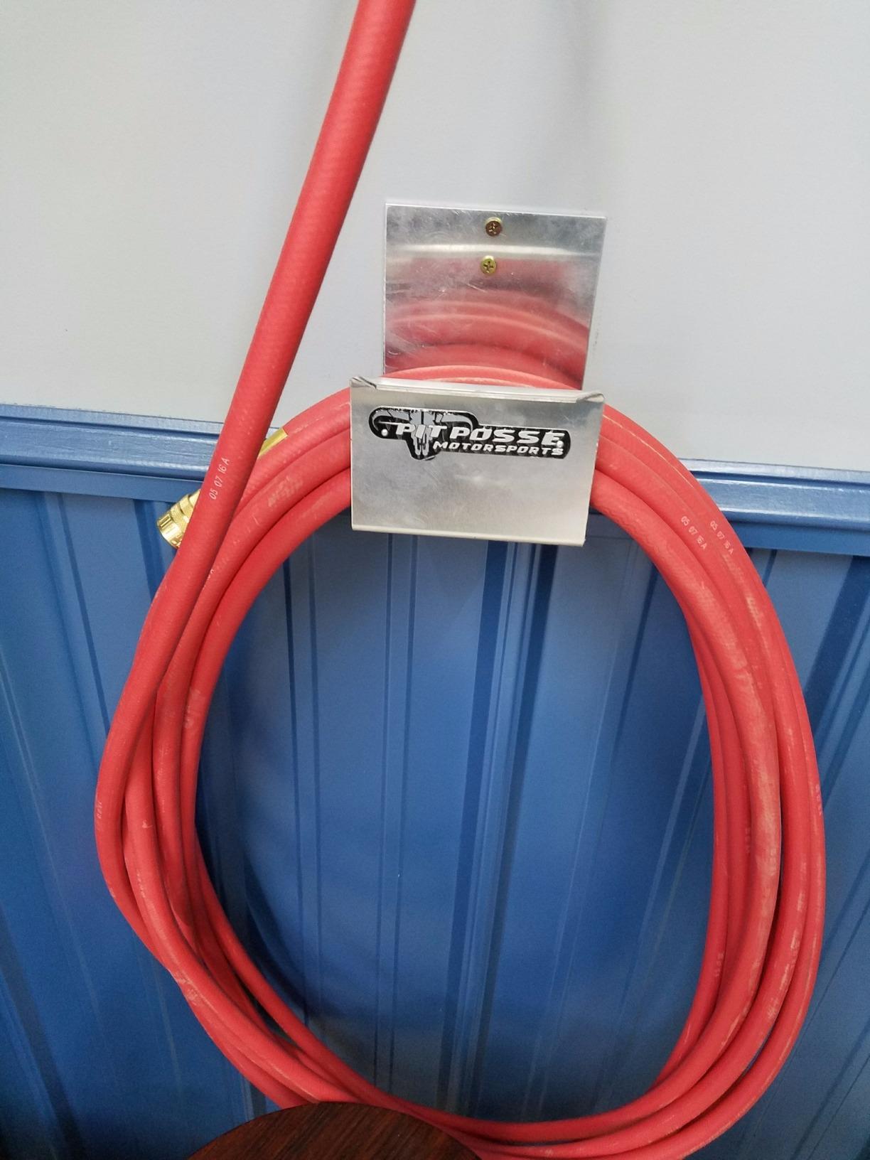 Pit Posse 463 Cord Hose Hanger Organizer for Enclosed Race Trailer Garage Shop - Made in USA - Aluminum Wall Holder Hook Storage Shelf 4.5 x 5 x 5-5 Year Warranty (Silver) customer photo 1