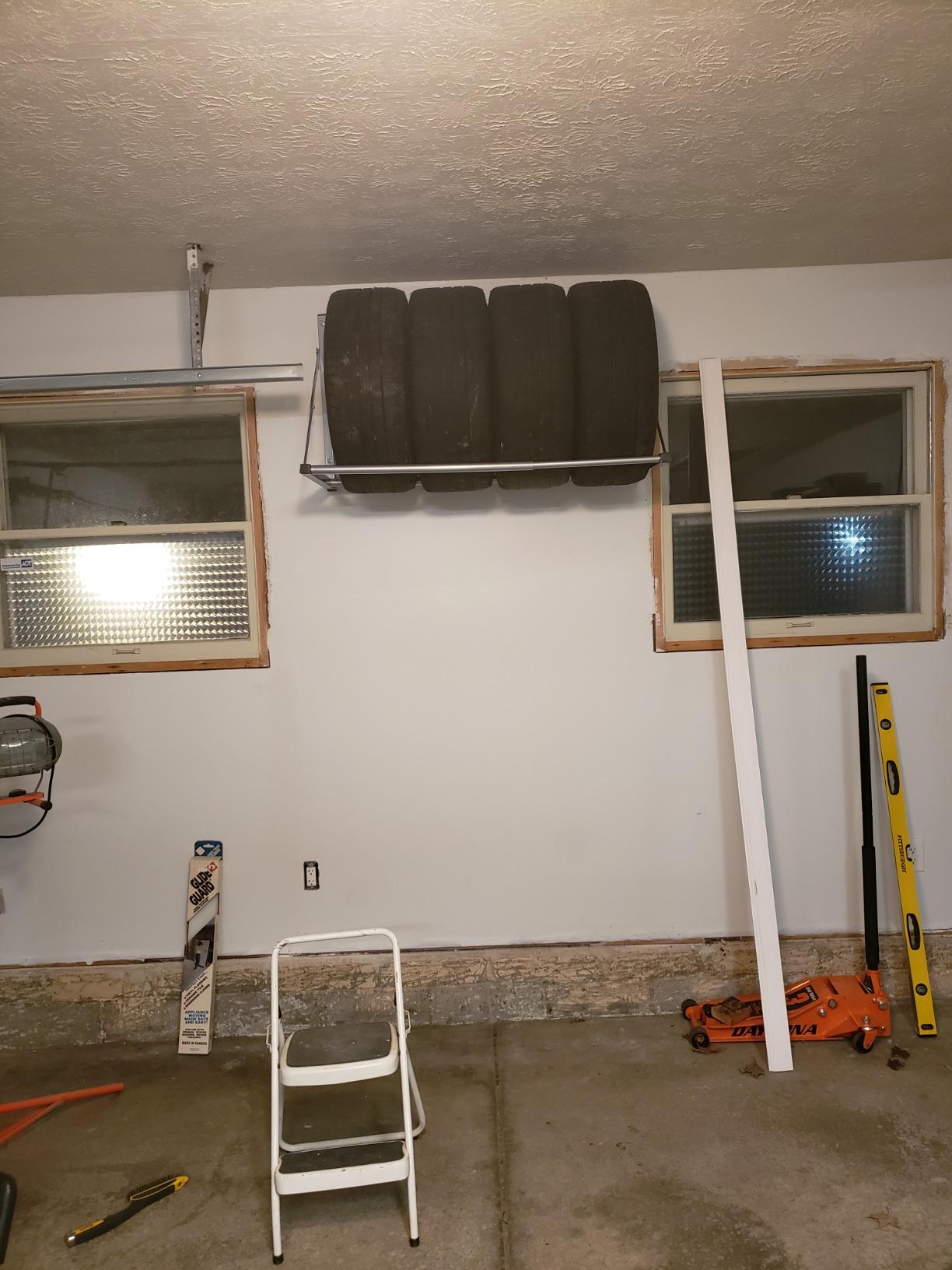 HyLoft 01031 Wall-Mounted Folding Tire Storage Loft Rack, 32 to 48 Inches Wide, Supports 300 Pounds and Folds Flat, Silver customer photo 2