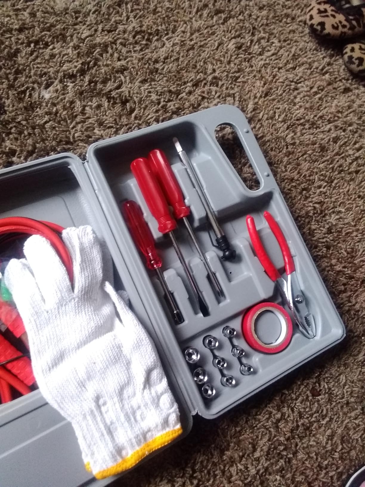 Roadside Emergency Car Kit - 30-Piece Road Trip Essentials Tool Set with Jumper Cables and Carrying Case for Car, Truck, or RV by Stalwart (Gray/Red) customer photo 1