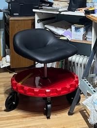 Traxion 2-230 Monster Rolling Padded Mechanic Stool Seat Garage Shop Roller Work Chair with Wheels and Tool Tray, Heavy-Duty 400-lb Capacity, All-Terrain 5