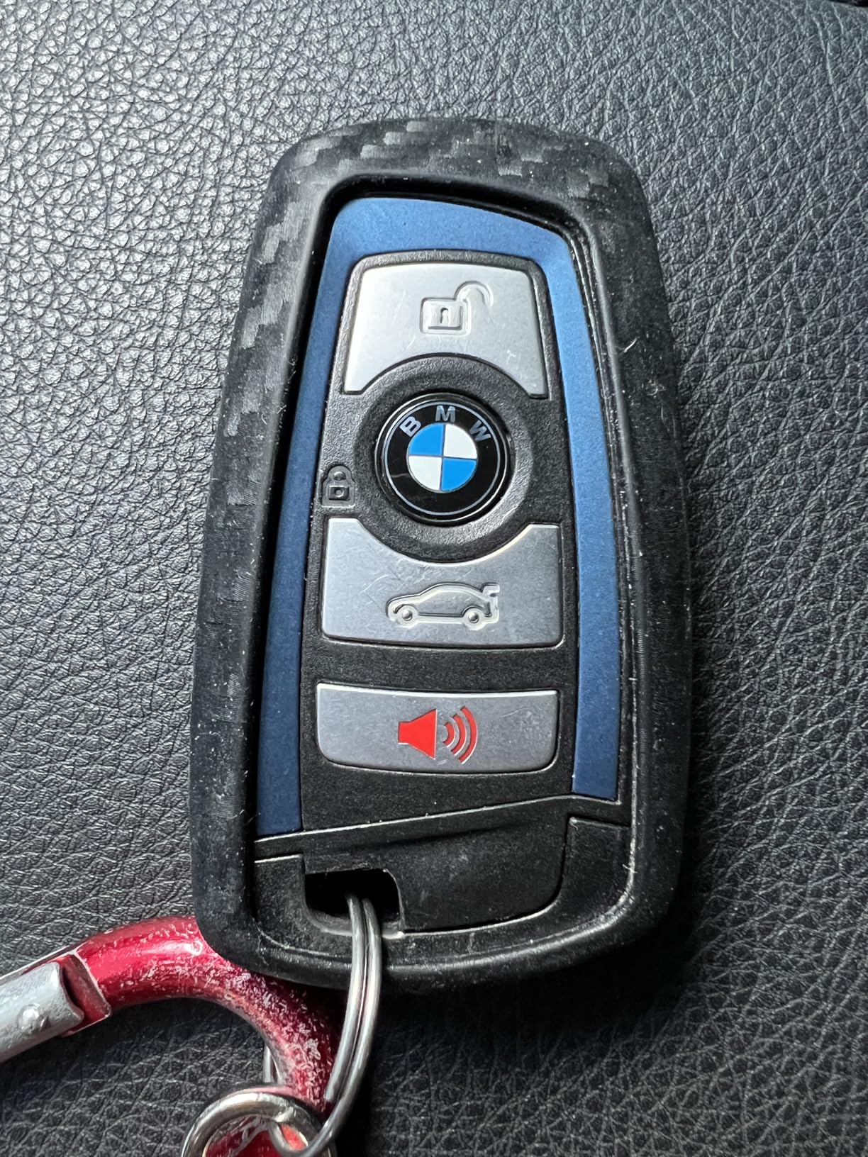 iJDMTOY Carbon Fiber Finish Soft Silicone Key Fob Cover Compatible with BMW 1 2 3 4 5 6 7 Series X1 X3 X4 Keyless Smart Key (Black Twill Weave Pattern) customer photo 1