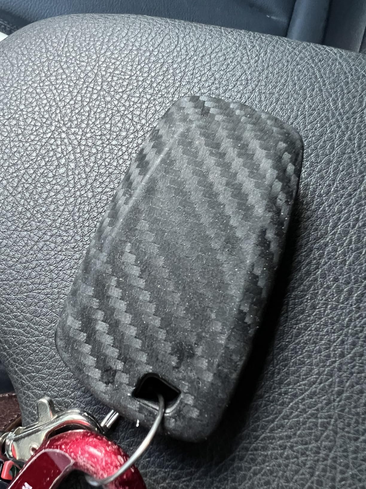 iJDMTOY Carbon Fiber Finish Soft Silicone Key Fob Cover Compatible with BMW 1 2 3 4 5 6 7 Series X1 X3 X4 Keyless Smart Key (Black Twill Weave Pattern) customer photo 2