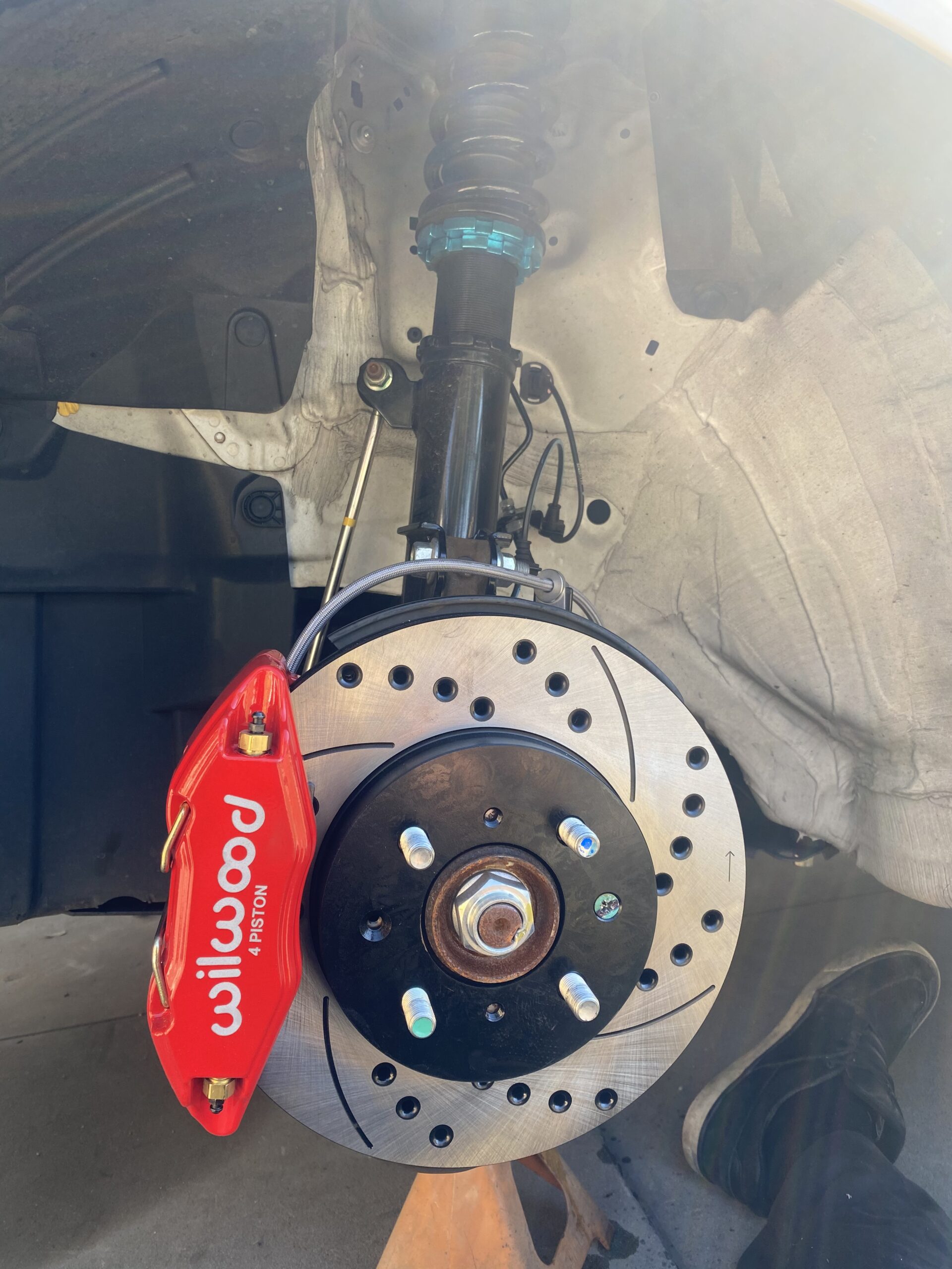 Wilwood Brake System, Forged DPHA, Front, 4 Piston Caliper, 10.320 in Drilled/Slotted Iron Rotor, Offset Hat, Aluminum, Red Anodized, Acura Integra/Honda Civic/Fit 1990-2013, Kit customer photo 1