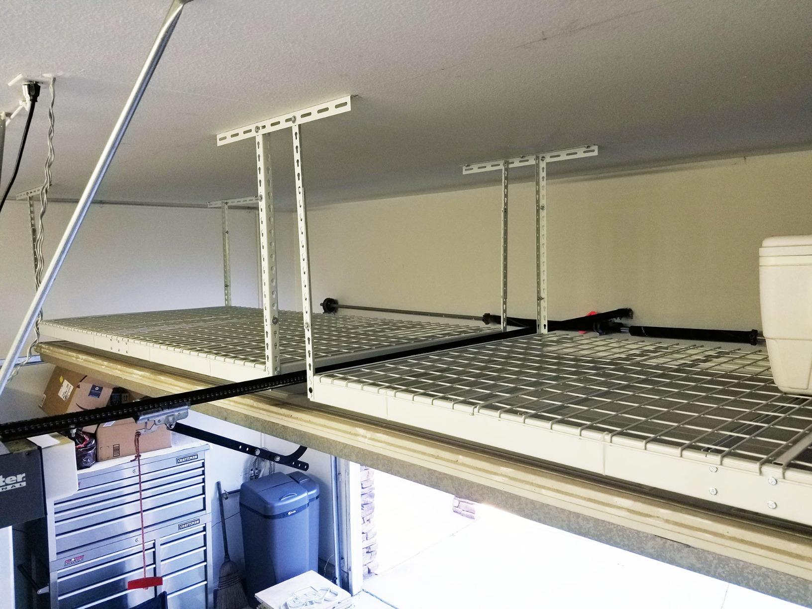 SafeRacks White 4x8 Overhead Storage Rack w/ 5-pc Hook Pack (24