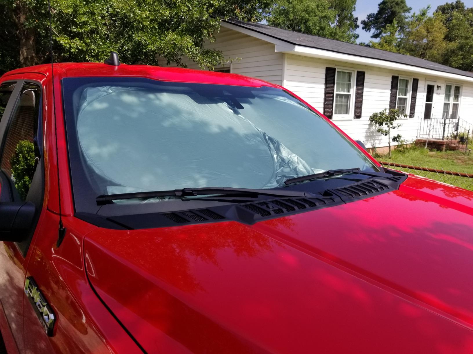 Windshield Sun Shade - Jumbo XL (70 x 35 inches) Car Window Shade - Easy to Use Folding Shade Nylon UV Protector - Keeps Car Cool - Pop-Up Style - Great Fit for Vans, SUVs and Trucks customer photo 1