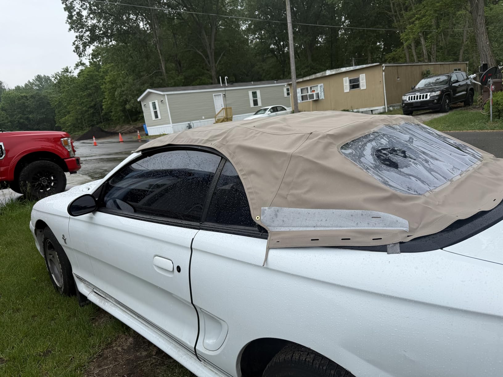 Sierra Auto Tops Replacement Convertible Soft Top with Heavy Gauge Pressed Plastic Window, fits Ford Mustang models 1994-2004, Premium Grade Sailcloth Vinyl, Black customer photo 1