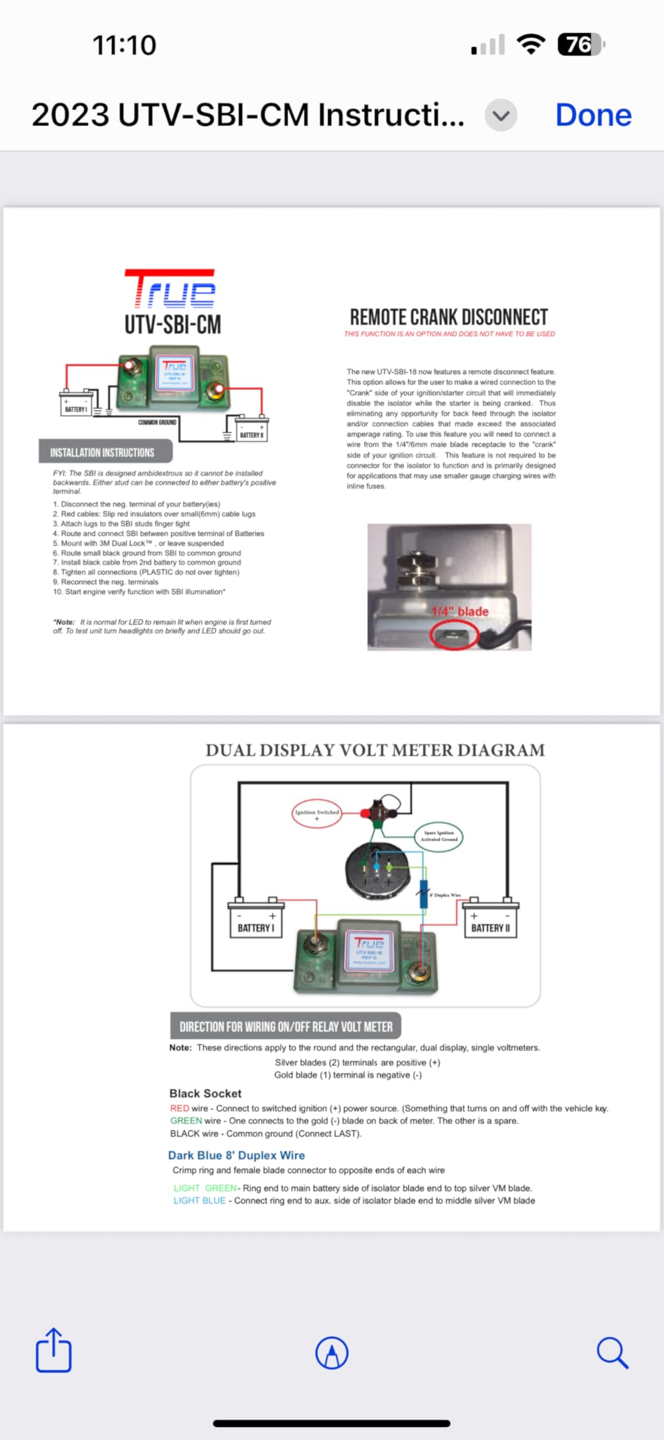 TRUE UTV-SBI-CM UTV Dual Battery Connect & Monitor Kit customer photo 1