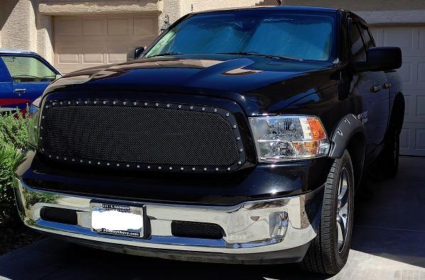 EAG Rivet Mesh Complete Grille Replacement with Matte Black ABS Shell Fit for 13-18 Ram 1500 customer photo 1
