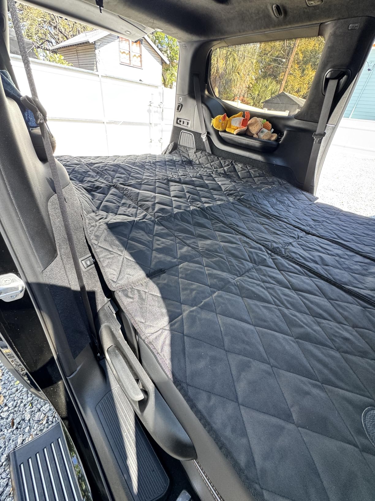 4Knines Split Cargo Liner for SUV - For Dogs & Pets, Heavy-Duty, Waterproof Trunk Mat & Cargo Cover - Fits 60/40 Split Bench & Armrest Pass-Through - Machine Washable, Non-Slip, Durable (Small, Black) customer photo 1