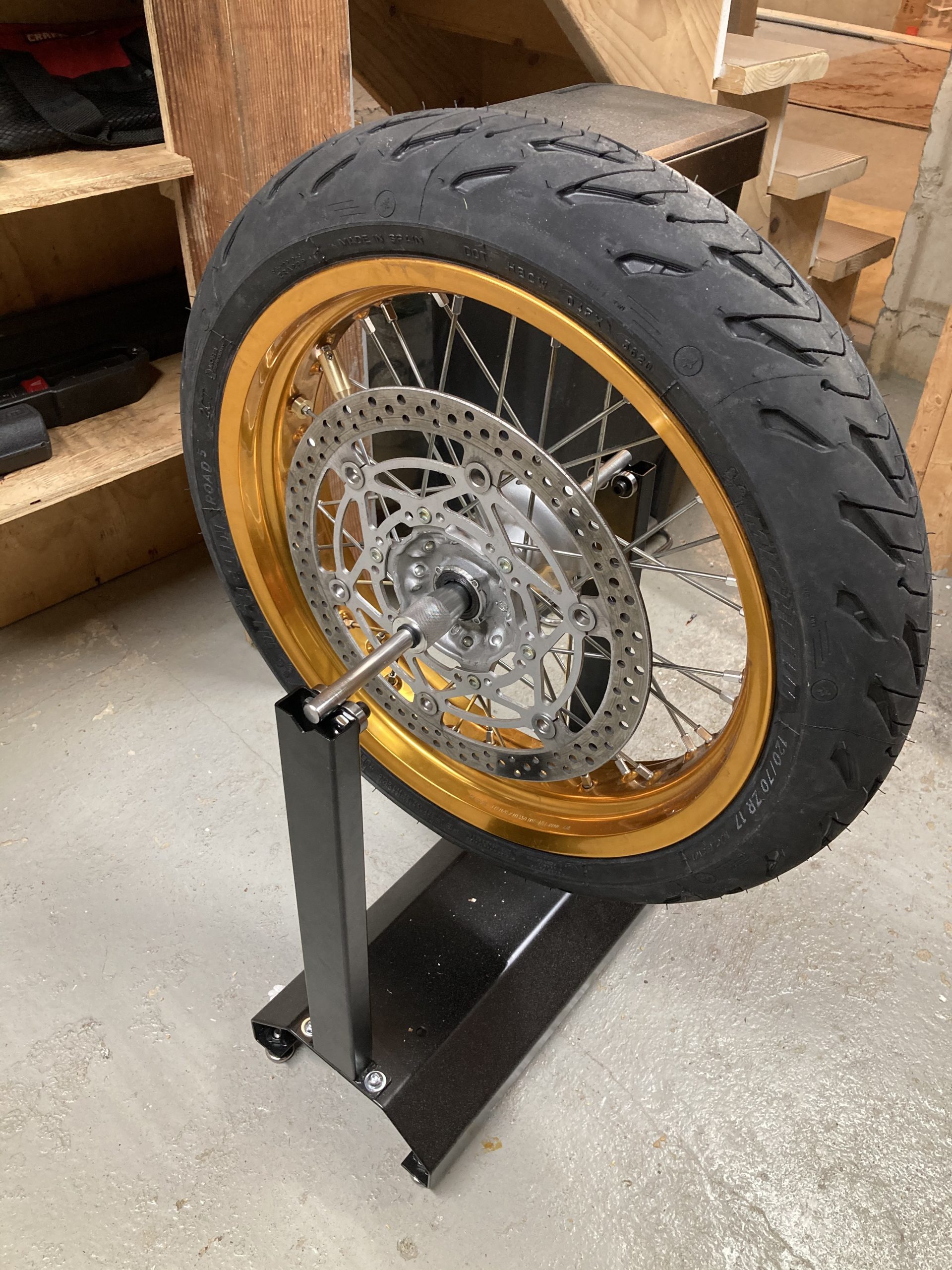 Goplus Motorcycle Bike Wheel Balancer, Rim Tire Balancing Spin Static Truing Stand w/Adjustable Centering Cones, Tire Balancer (16