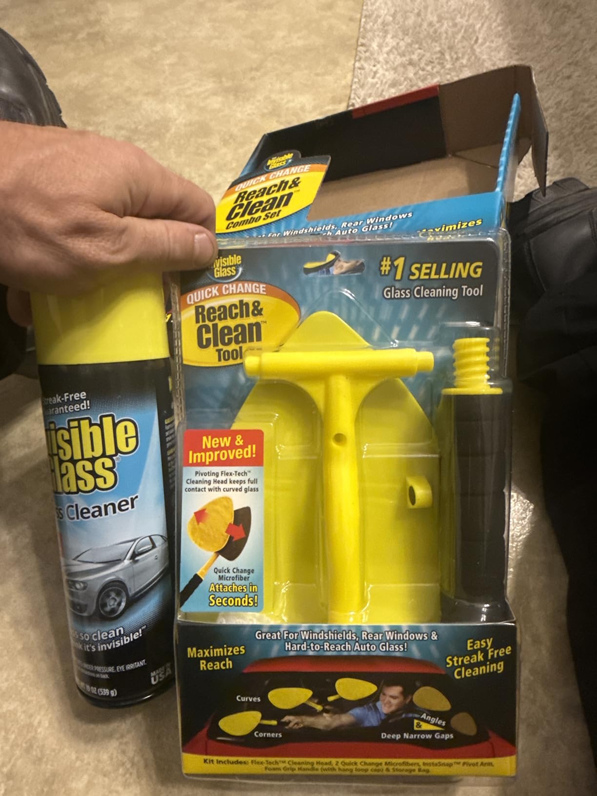 Invisible Glass 99031 Reach & Clean Glass Windshield Cleaner Tool Combo Kit With Premium Aerosol Glass Cleaner, Extendable Handle, (2) Reusable Quick Change Microfibers, and Storage Bag customer photo 1