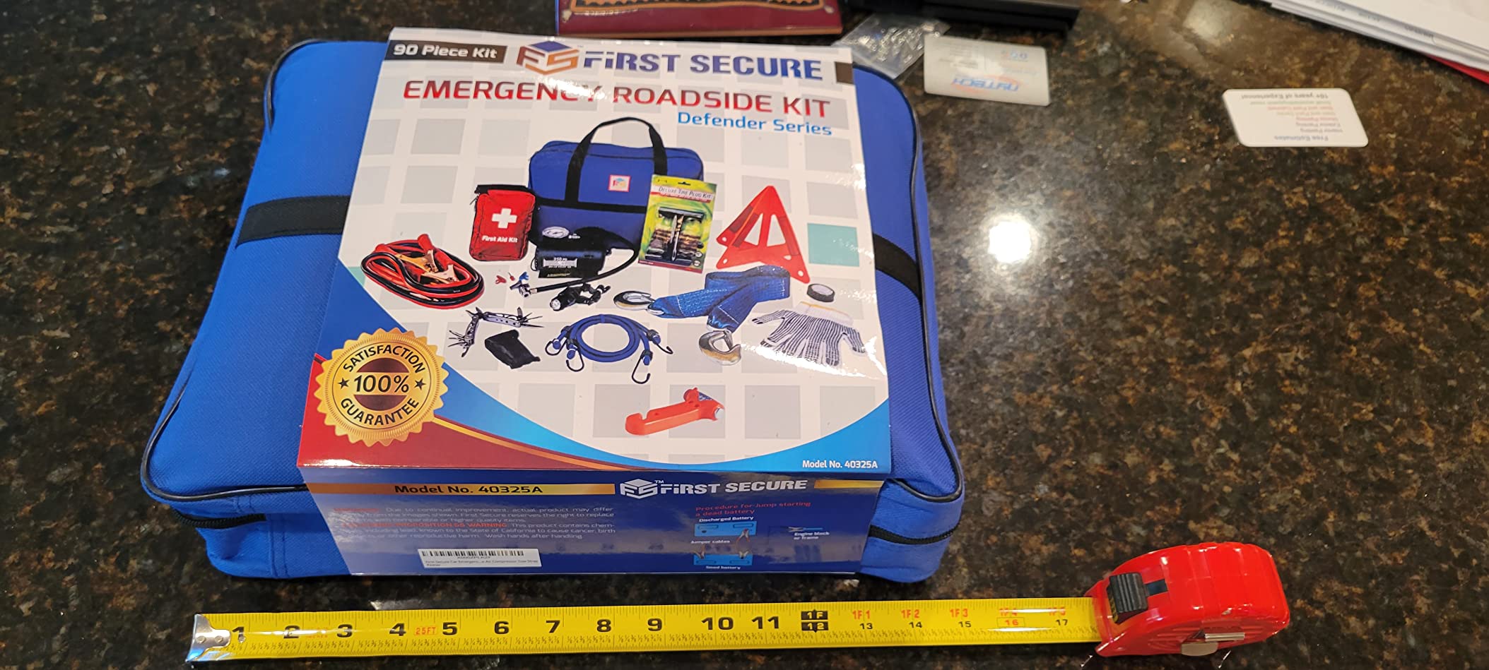 Car Emergency Kit with Air Compressor, Jumper Cables, First Aid, Tow Strap, Tire Gauge, Headlamp - Roadside Safety Kit for Women, Men, Teens customer photo 2