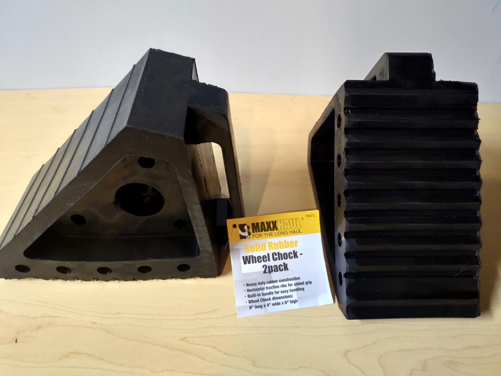 MaxxHaul Solid Rubber Wheel Chock 2-Pack | 8