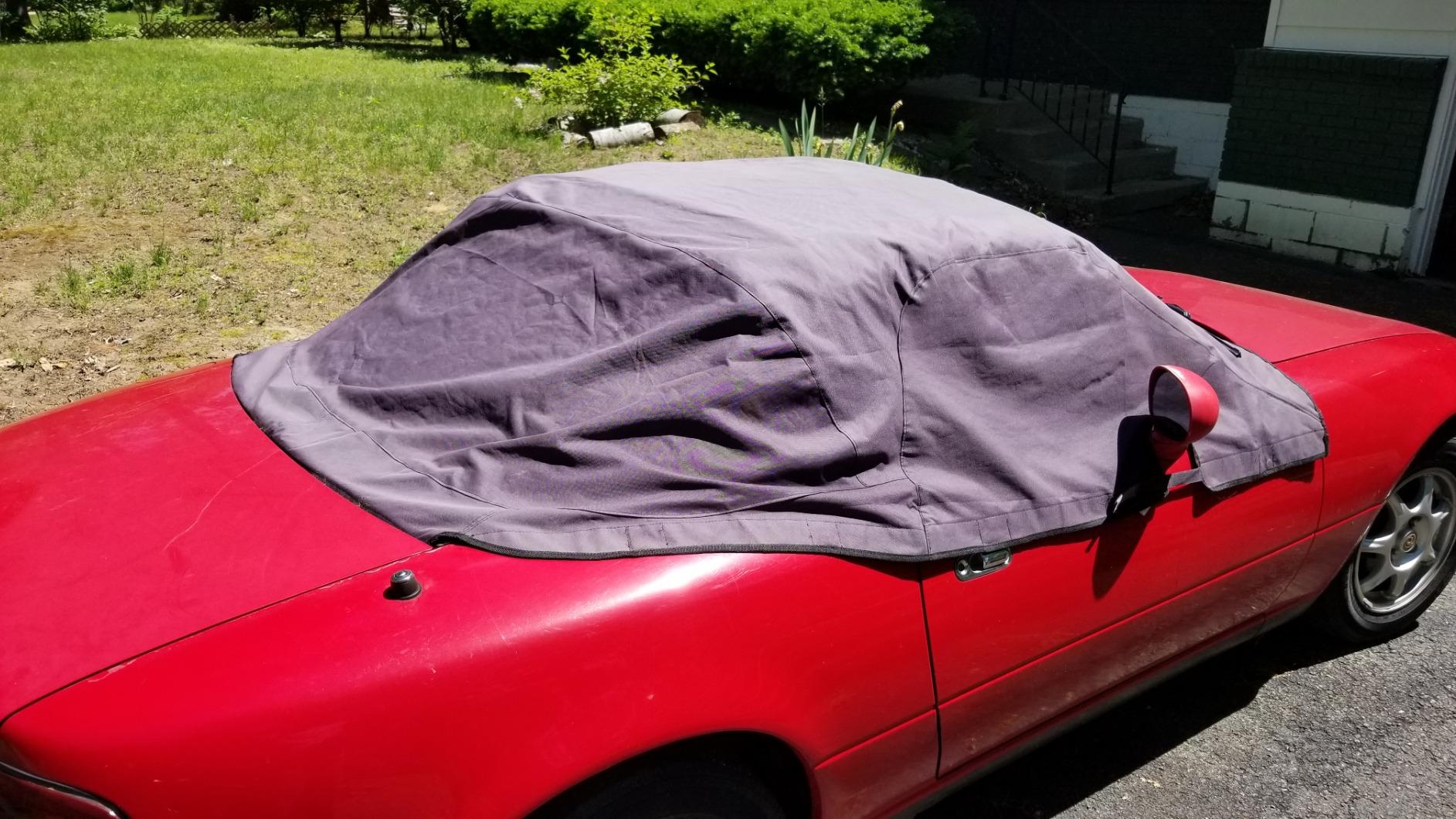 Custom-fit Soft Top Roof Protector Half Cover for Mazda Miata MX5 Mk1 Mk2 Mk2.5 (Black) customer photo 2