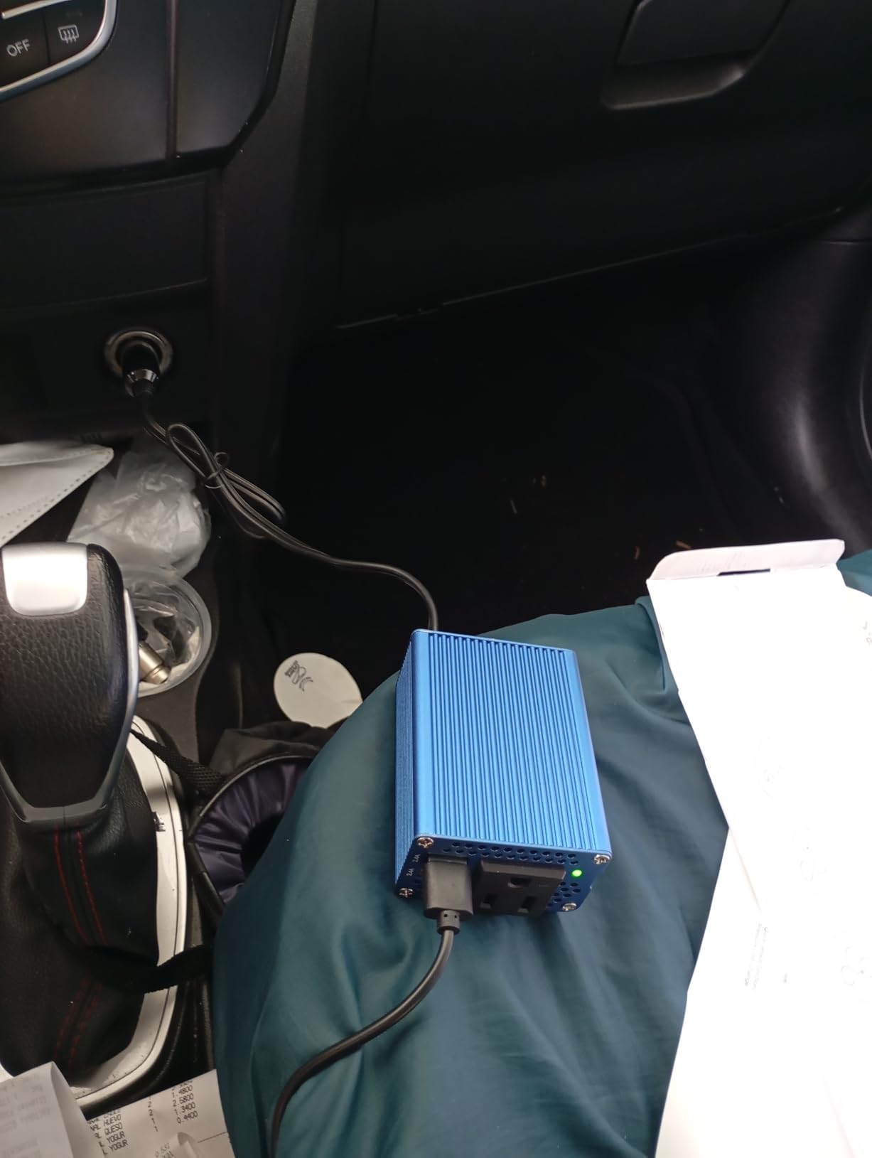 FOVAL 150W Car Power Inverter 12V DC to 110V AC Converter Vehicle Adapter Plug Outlet with 3.1A Dual USB Car Charger for Laptop Computer (Classic Red) customer photo 2