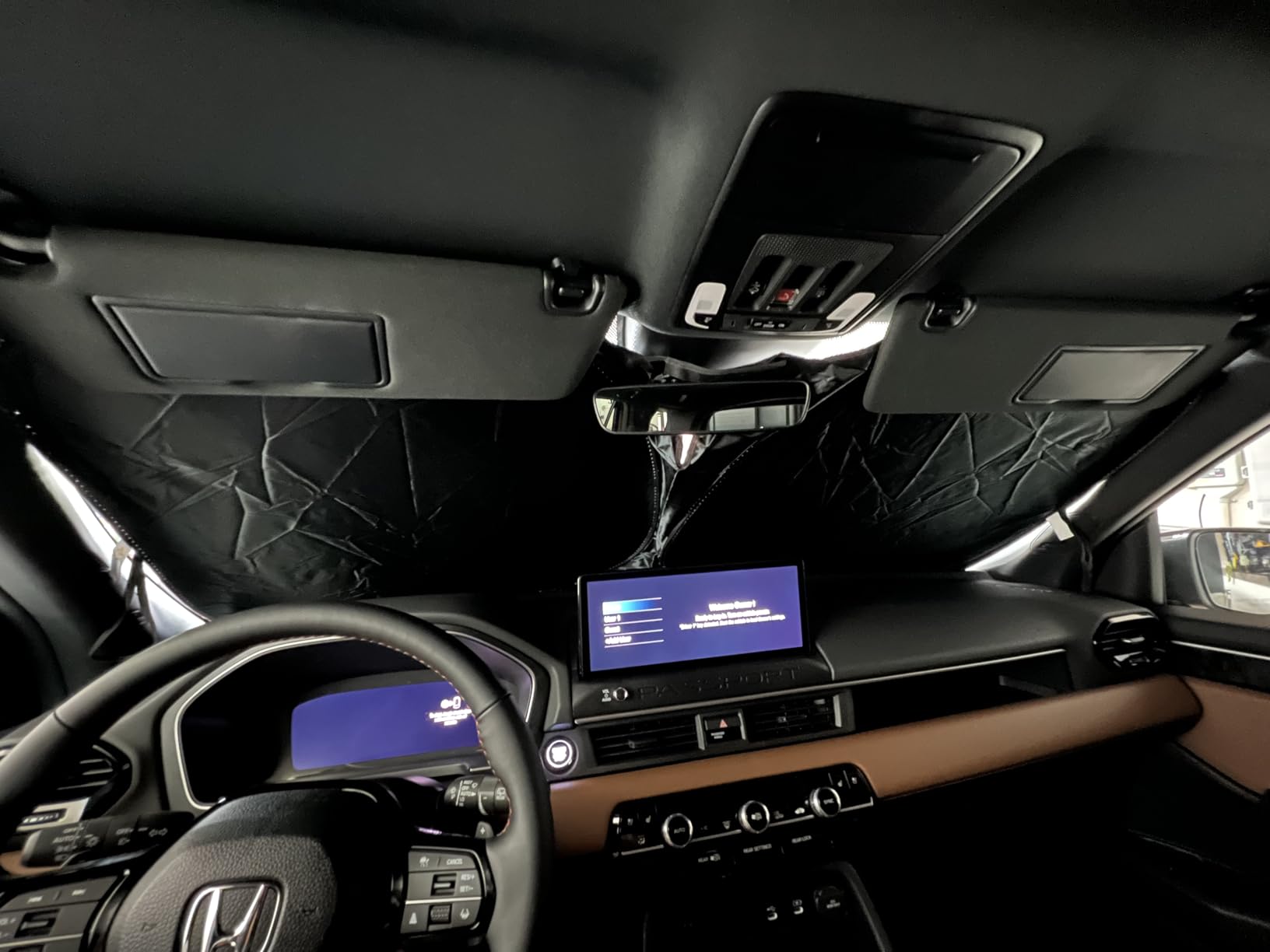 EcoNour Car Windshield Sunshade | Blocks 99% Heat & Keeps Interior Cool | Universal Fits Cars, SUVs, Trucks | Automotive Sun Screen, Visor & Car Accessories for Summer | Medium (64x32 Inches) customer photo 2