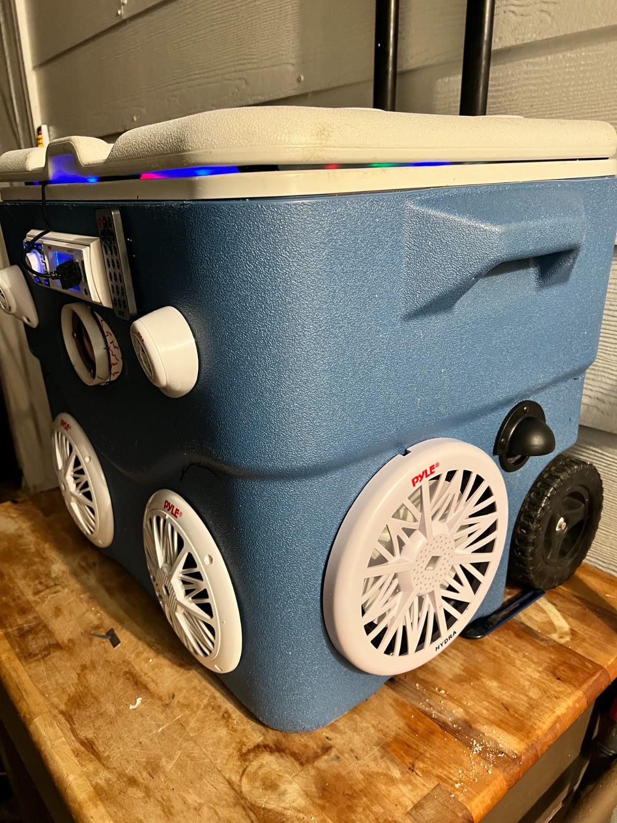 Pyle Bluetooth Marine Receiver Stereo - 12v Single DIN Style Boat In dash Radio Receiver System with Digital LCD, RCA, MP3, USB, SD, AM FM Radio - Remote Control, Wiring Harness - PLRMR23BTW (White) customer photo 1