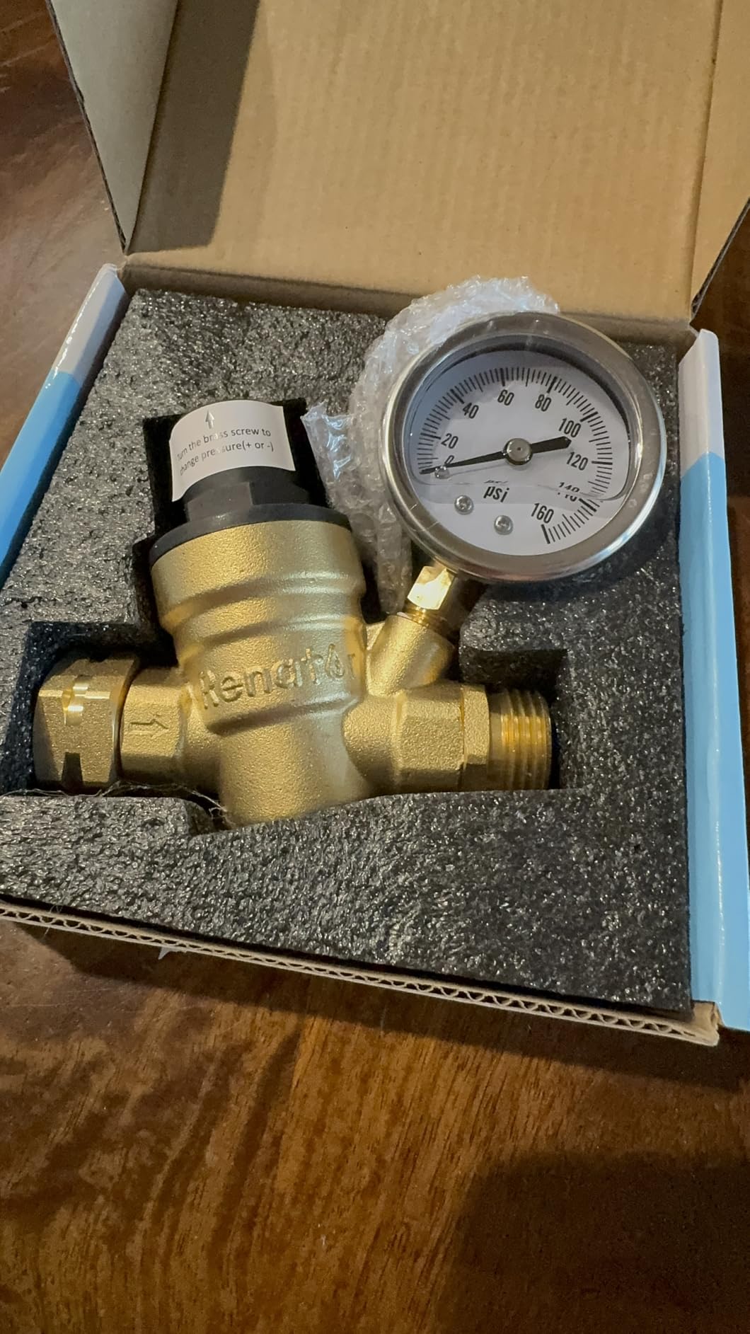 Renator RV Water Pressure Regulator for RV Camper. Brass Lead-free Adjustable Water Pressure Regulator with Gauge for Camper Travel Trailer, Reducer Valve W Filter. M11-0660R. customer photo 2