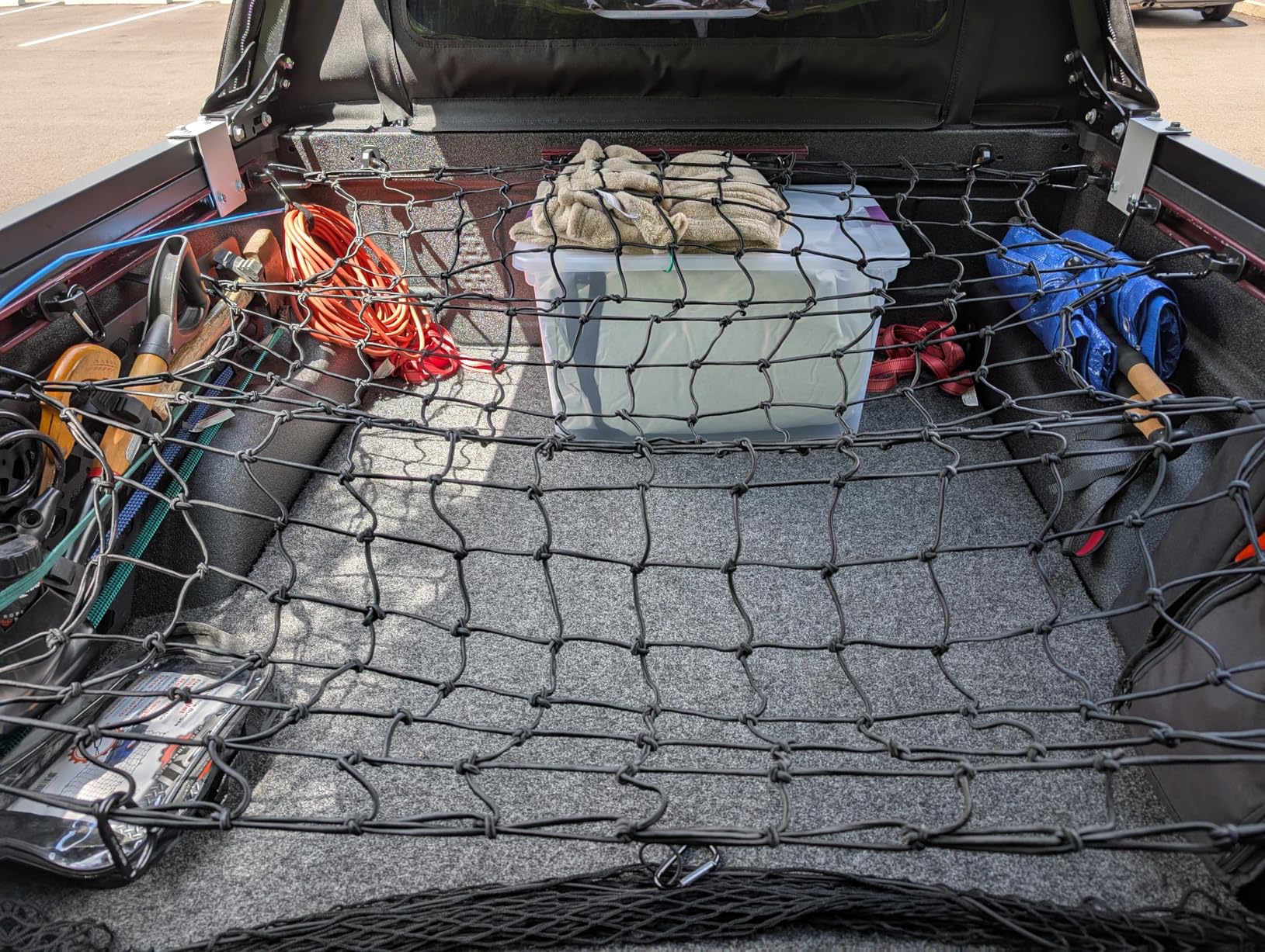 Truck Bed Cargo Net - 4 x 6 Foot, Heavy-Duty Elastic Mesh with 12 Black Clips and Storage Bag for Pickup for Cargo Netting, Securing Loads in Trailers, SUVs & Roof Racks customer photo 1