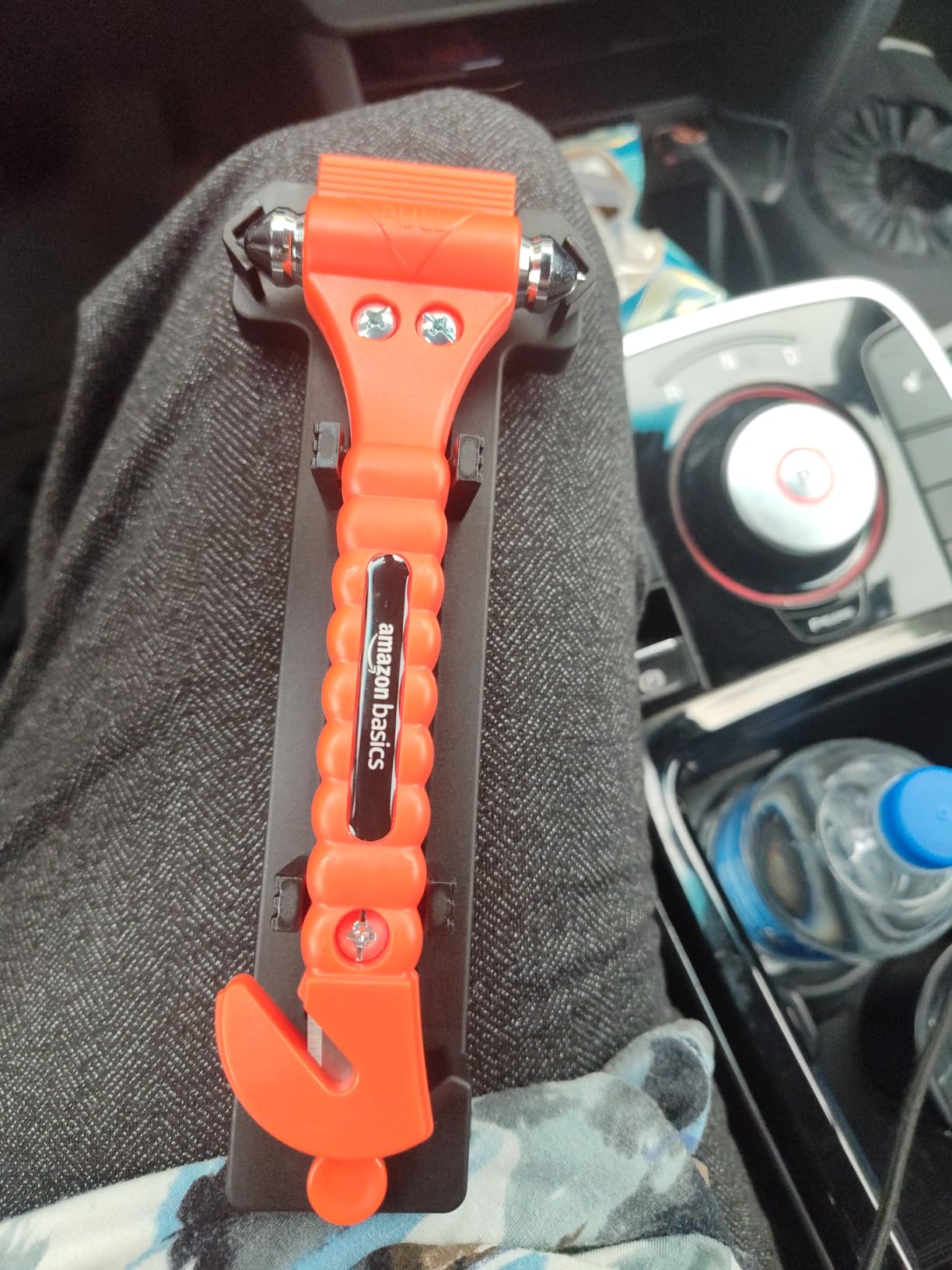 Amazon Basics Emergency Escape Tool, Window Breaker and Seatbelt Cutter, Car Safety Hammer with Protective Bracket, Bright Orange, 2 Pack, SW-835 customer photo 2
