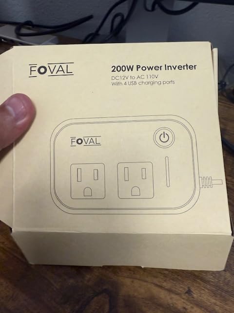 200W Car Power Inverter, FOVAL 12V DC to 110V AC Car Inverte with 4 USB Ports Car Outlet Adapter, Power Inverter for Vehicles, Car Plug Adapter Outlet for Laptop Computer Charger (Gray) customer photo 2