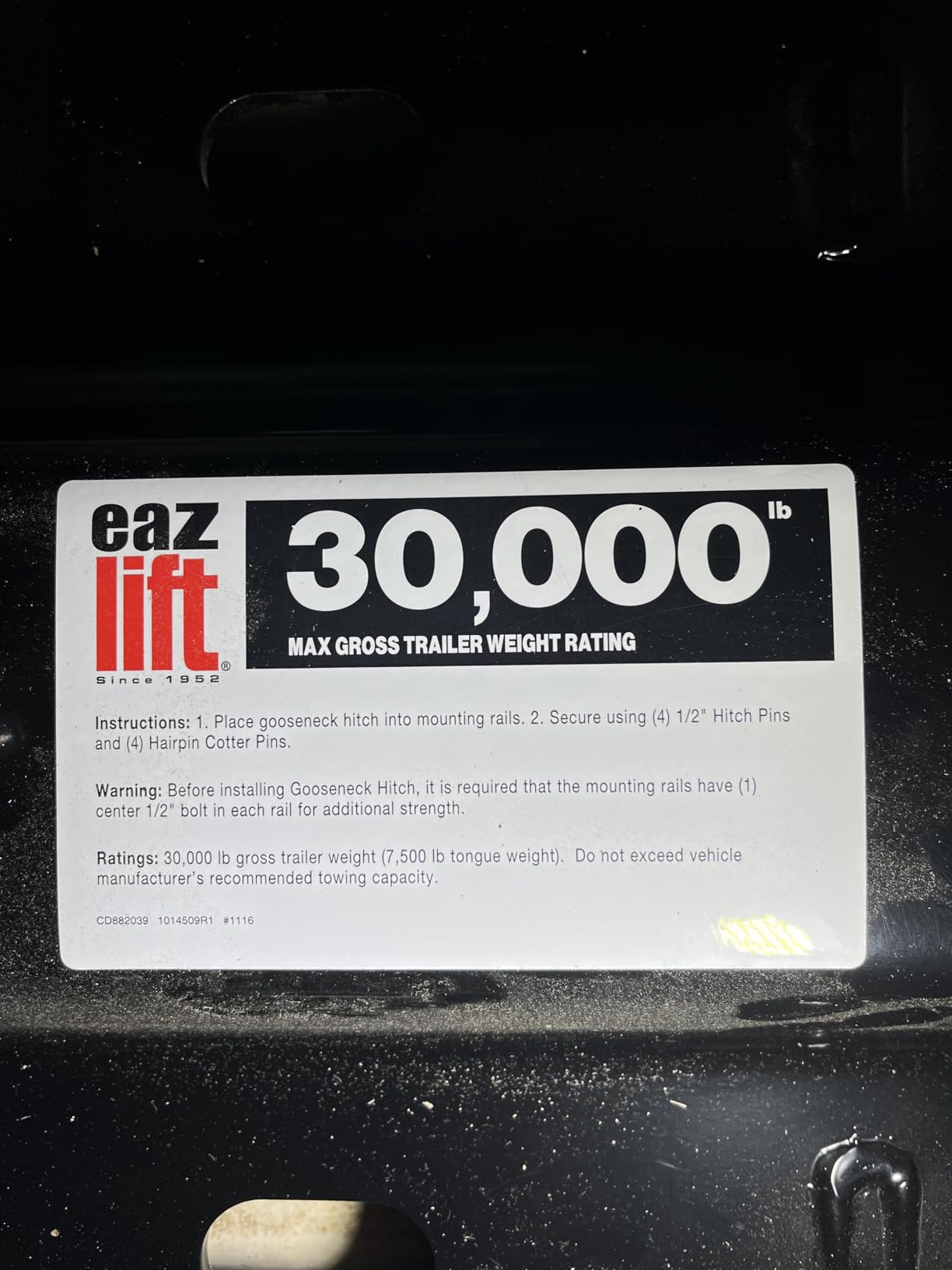 Eaz-Lift 48554 Gooseneck Ball Plate for 5th Wheel Rails customer photo 1