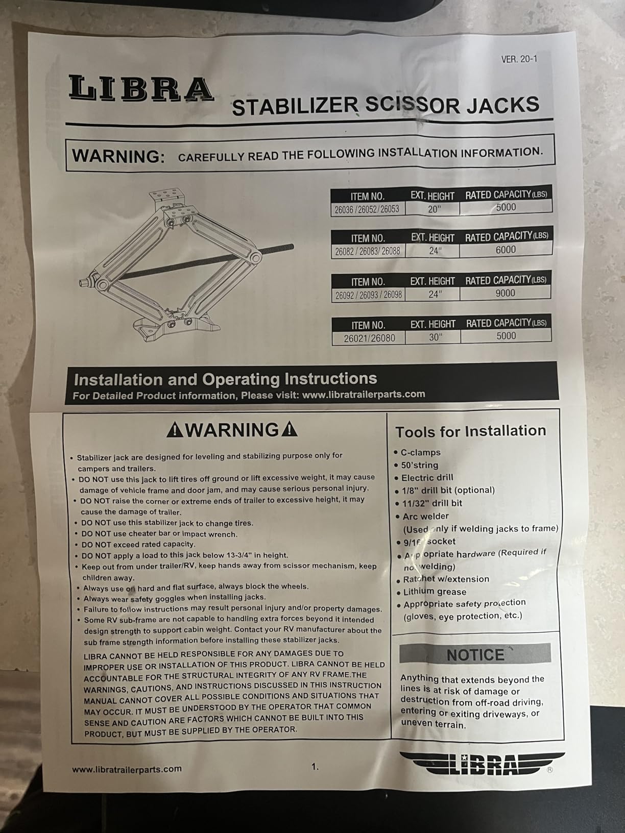 LIBRA Set of 4 9K lb Heavy Duty 24