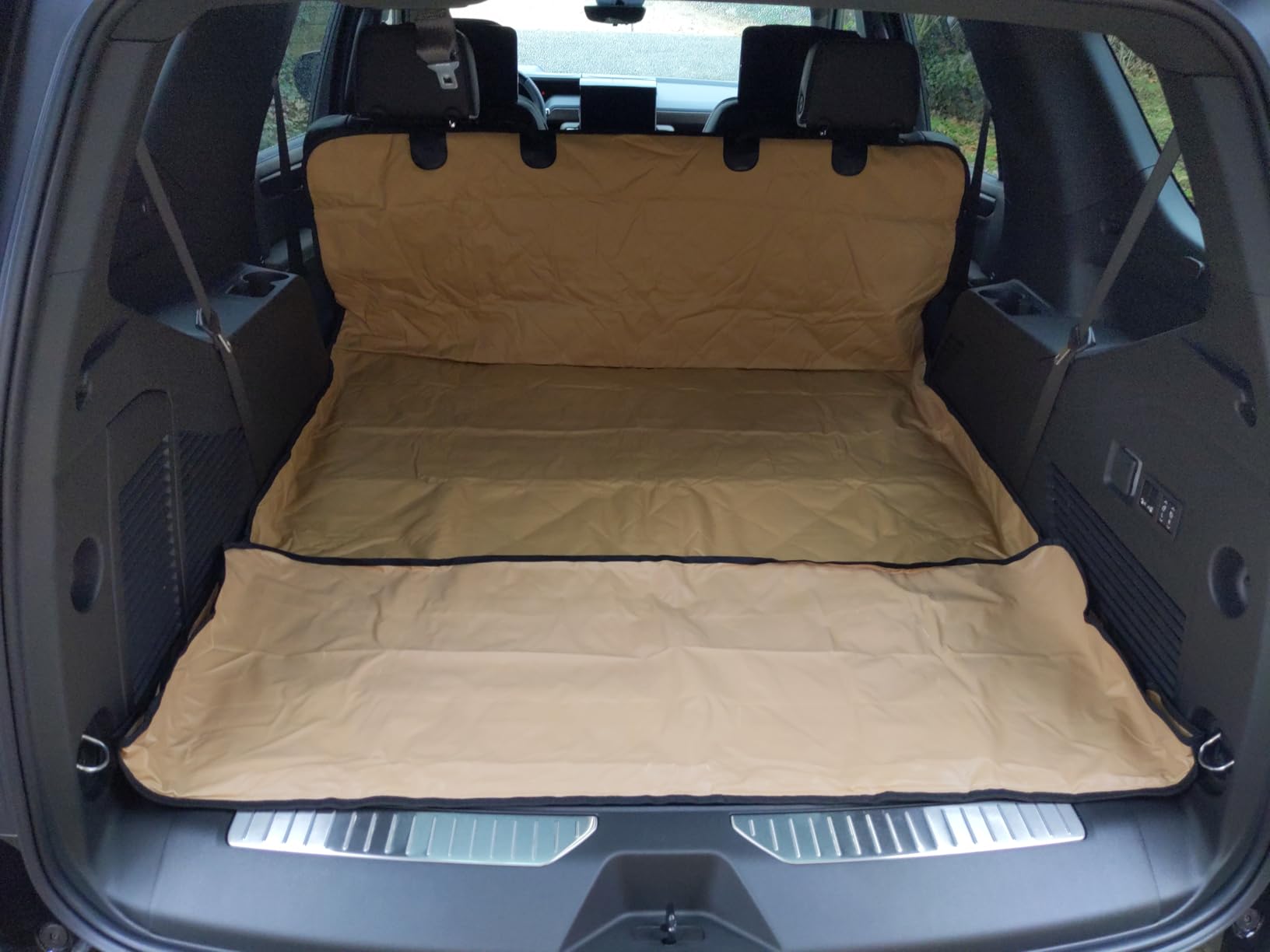 F-color SUV Cargo Liner for Dogs, Heavy Duty Water Resistant Pet Cargo Cover Dog Seat Cover Mat for Mid-Size SUVs Sedans Vans with Bumper Flap Protector, Non-Slip, Standard Size Universal Fit, Black customer photo 1