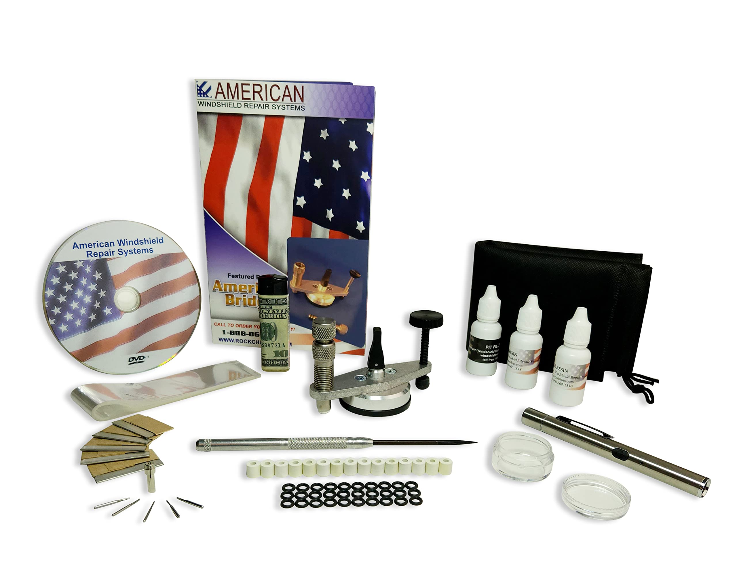 American Windshield Repair Kit - Essentials Professional Windshield Rock Chip & Crack Repair System - Premium Bridge, Resin & UV Pen Light customer photo 1