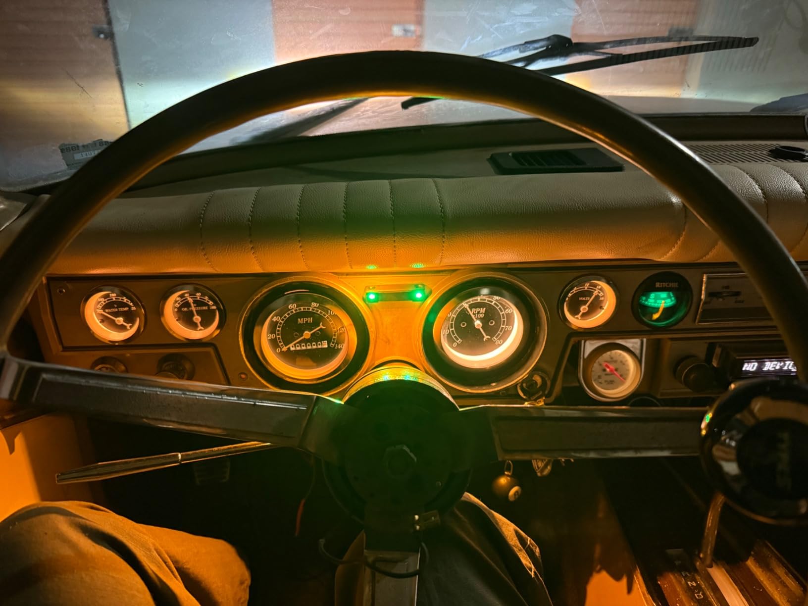 MOTOR METER RACING Classic 6 Gauge Set with Mechanical Speedometer Analog Odometer Black Dial Light Bulb Illumination 85mm 3-3/8