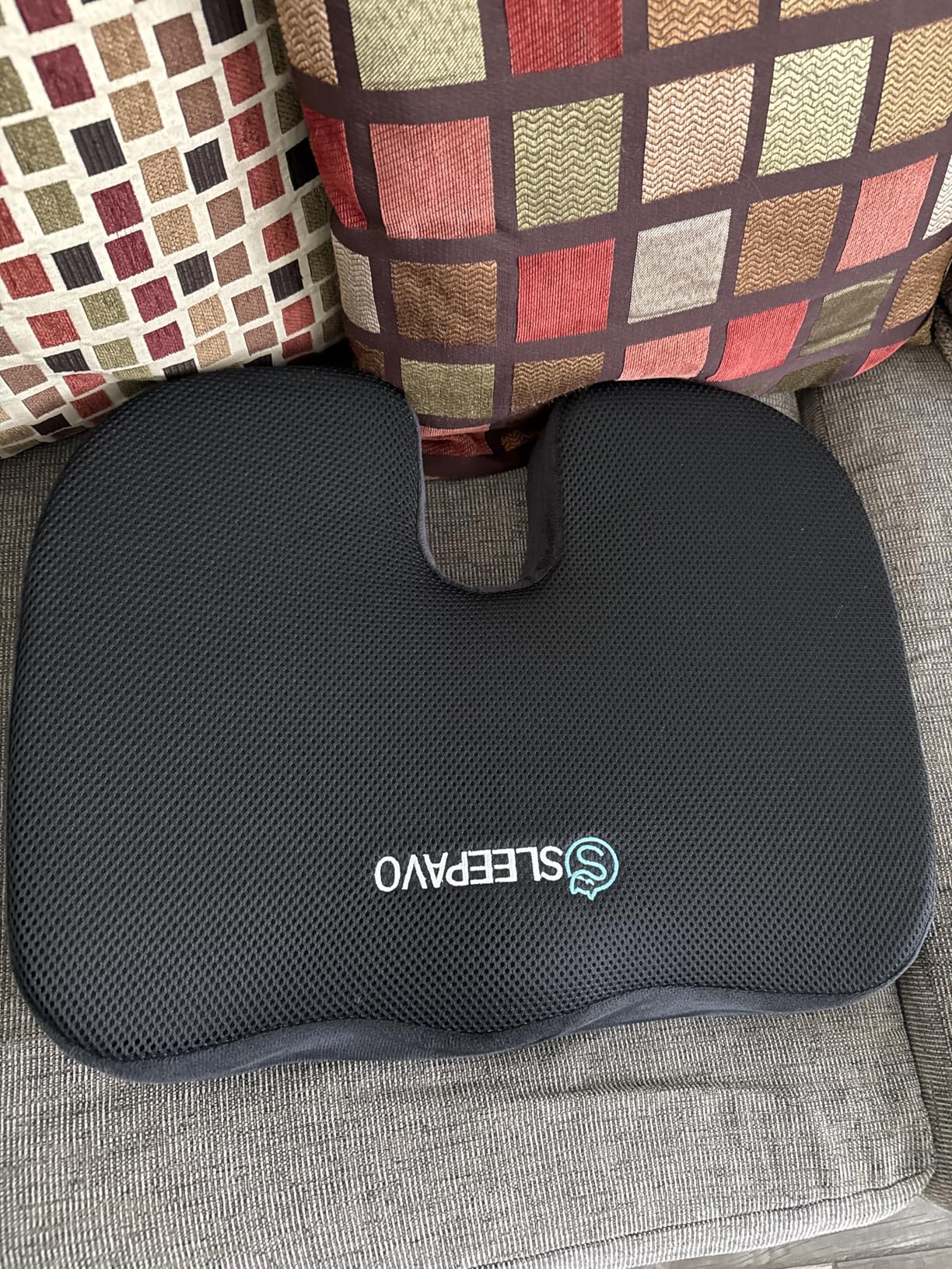 Sleepavo Office Chair Cushion - Seat Cushion for Tailbone Pain Relief - Butt Pillow for Coccyx, Sciatica, and Lower Back Pain - Orthopedic Chair Pad for Lumbar Support in Office Desk, Car, Airplane customer photo 2