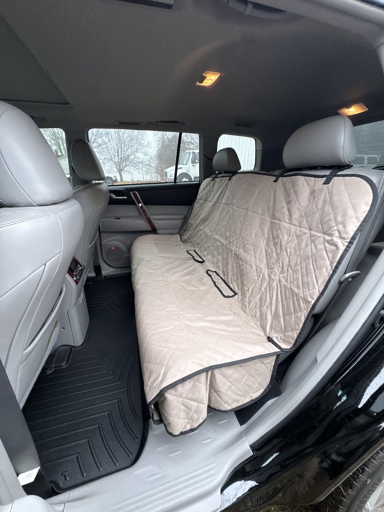 Bench Car Seat Cover Protector - Waterproof, Heavy-Duty and Nonslip Pet Car Seat Cover for Dogs with Universal Size Fits for Vehicles, Trucks & SUVs(Black) customer photo 1