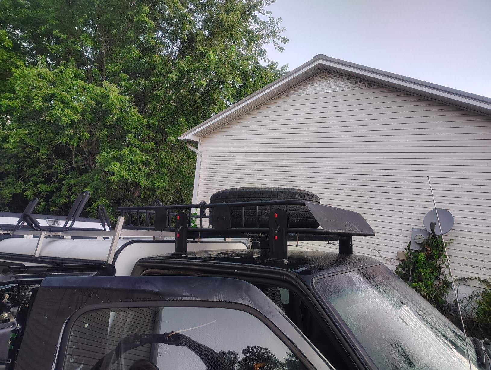 Model DX36 Universal Pickup Truck Cap & Topper 3 Bar Ladder Roof Van Rack System Adjustable Steel Cross Bars - Sandy Black customer photo 1