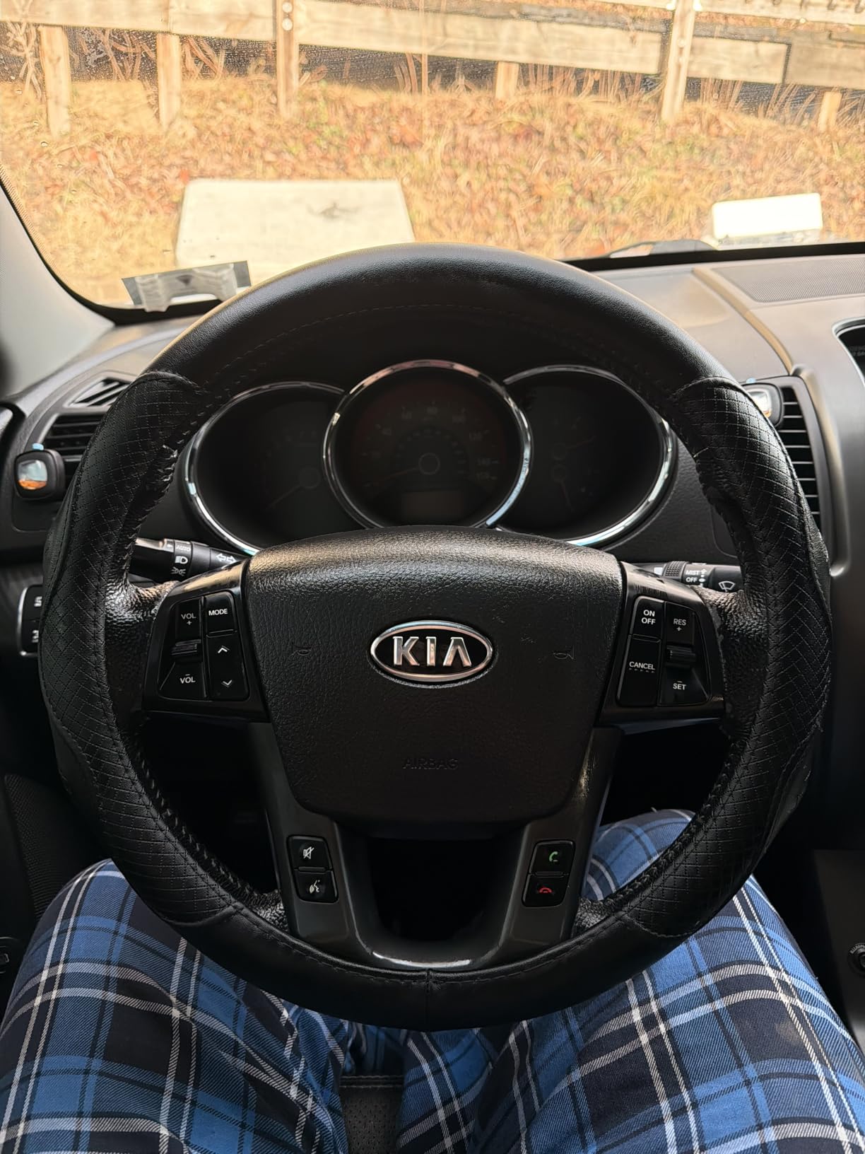 Red Rain Black Leather Steering Wheel Cover Cowhide Wheel Cover Genuine Leather BMW Steering Wheel Cover Universal Size M / 15inch Fit Car/Auto/SUV (A-Black-M) customer photo 1