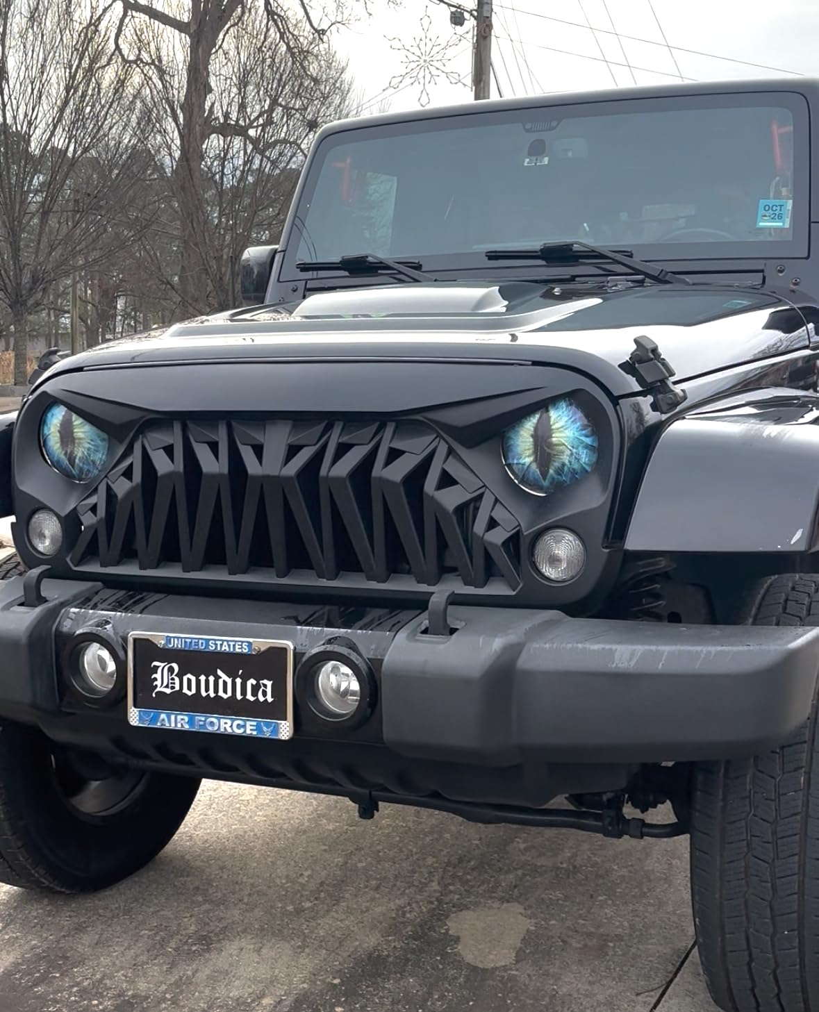 Matte Black Front Grill, Shark Grille Compatible with 2007-2018 Jeep Wrangler Rubicon Sahara Sport JK JKU customer photo 2