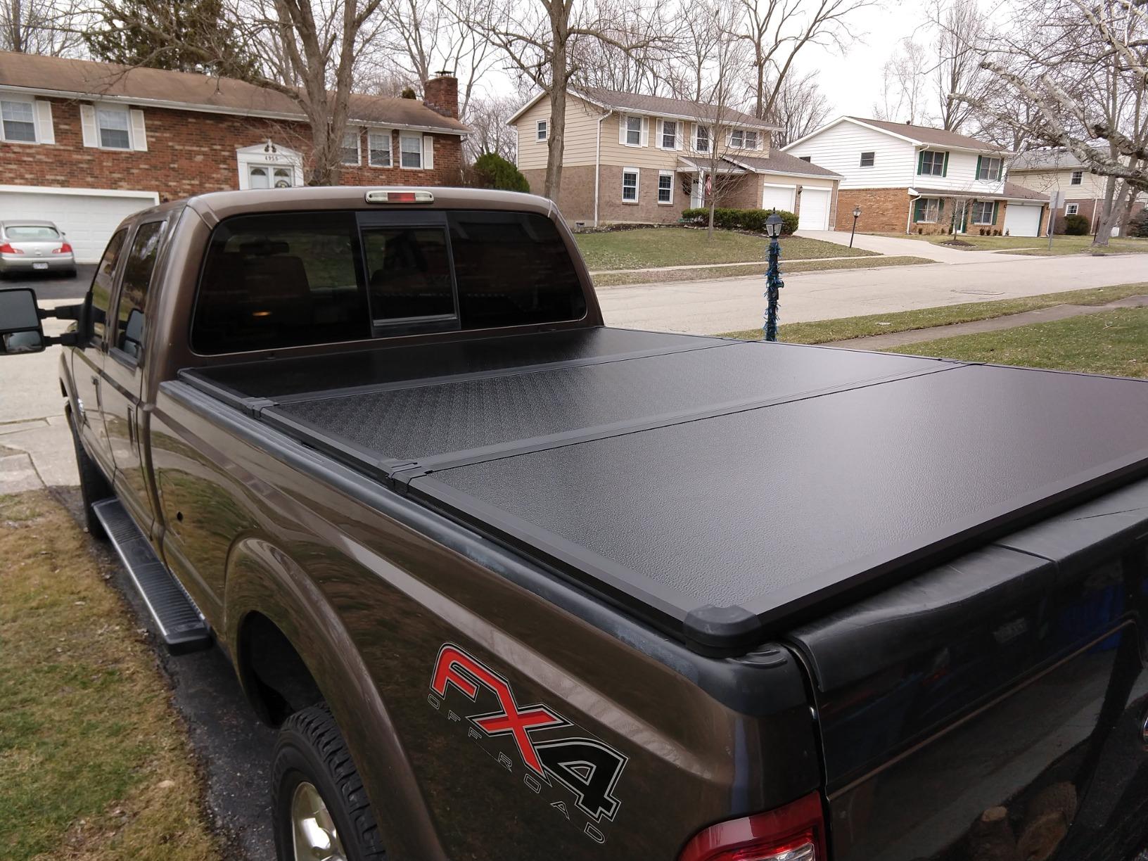 Auto Dynasty Soft Roll-up Truck Bed Tonneau Cover Compatible with 1999-2016 Ford F-250 F-350 F-450 Super Duty 6.8FT Fleetside Bed, Fits Dually Models, Matte Black Soft Vinyl Top customer photo 1