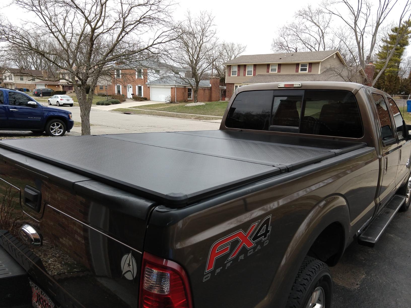 Auto Dynasty Soft Roll-up Truck Bed Tonneau Cover Compatible with 1999-2016 Ford F-250 F-350 F-450 Super Duty 6.8FT Fleetside Bed, Fits Dually Models, Matte Black Soft Vinyl Top customer photo 2
