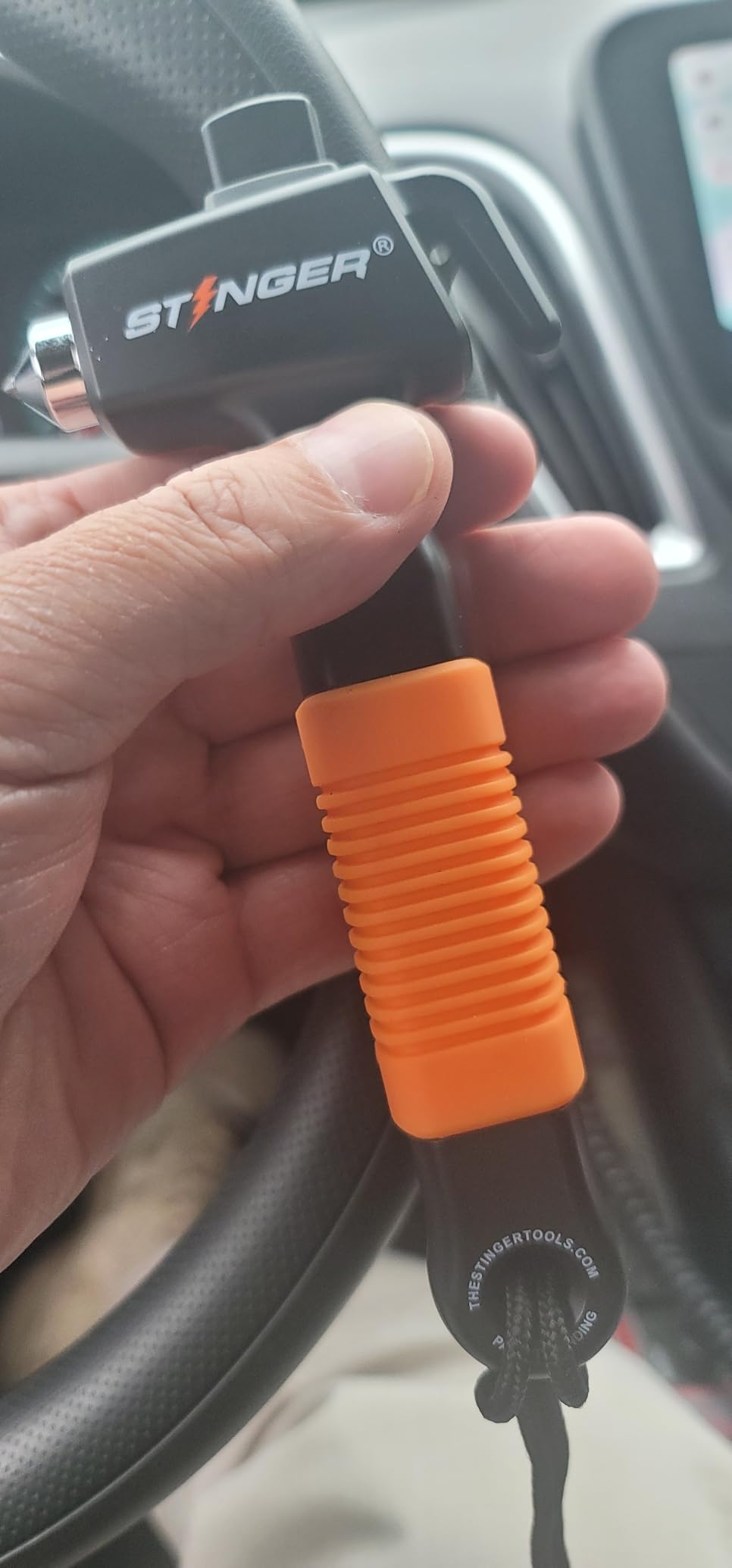 Stinger Super Duty Car Emergency Escape Tool, Hardened Carbon Steel Vehicle Safety Hammer, Spring Loaded Window Breaker, Razor Sharp Seat Belt Cutter, Auto Accident Life-Saving Rescue Tool (Orange) customer photo 1