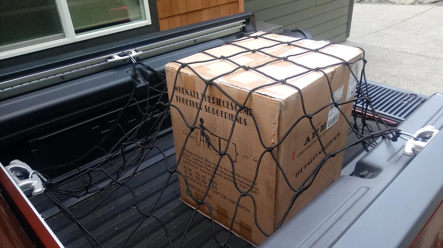 Seven Sparta 5' x 7' Bungee Cargo Net Stretches to 10' x 14' for Truck Bed, Pickup Bed, Trailer, Trunk, SUV with 16 Bonus D Clip Carabiners Car Organizer Net for Large Loads (Black, 5'x7') customer photo 2