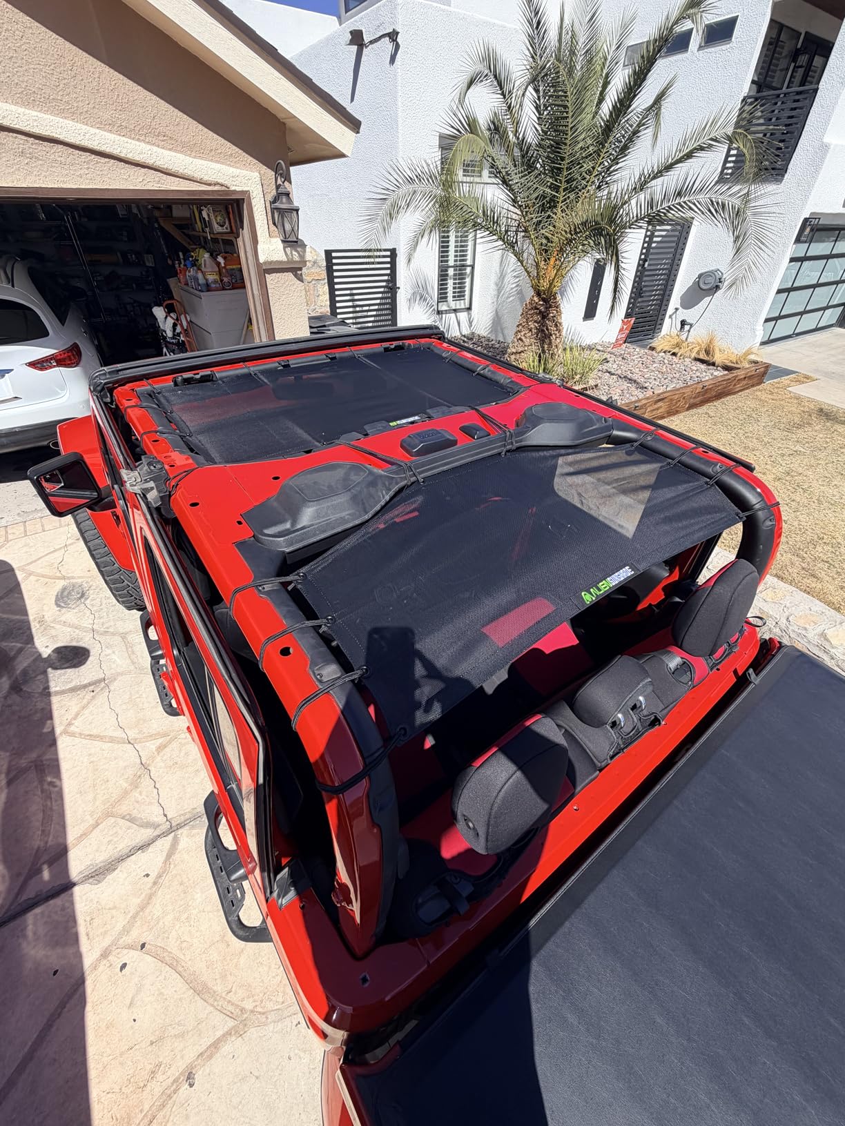 Alien Sunshade Jeep Wrangler JLU (2018-2023) - Front & Rear Mesh Sun Shade for Jeep JL Unlimited - Blocks UV, Wind, Noise - Bikini JLkini Top Cover for Sport, Sport S, Sahara, Rubicon (Black) customer photo 1