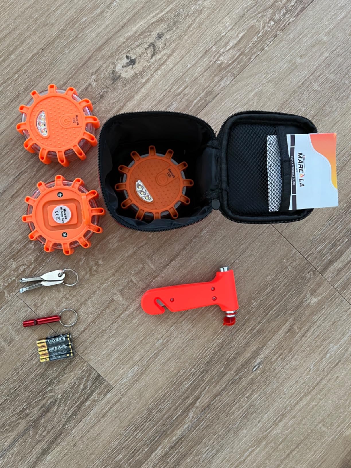 Marcala 3-Pack Emergency Lights for Vehicles | DOT Compliant Emergency Flares for Car with Batteries, Whistle & Case | LED Road Flares | Emergency Roadside Lights customer photo 1