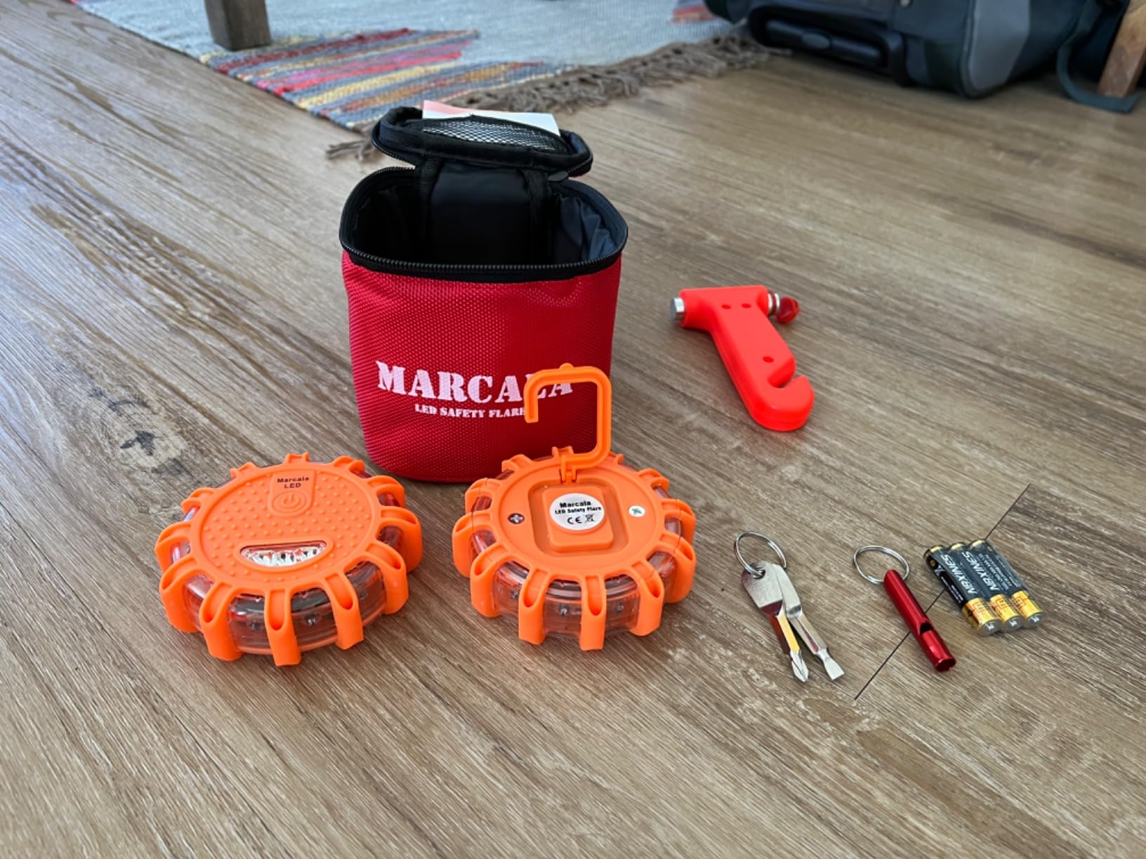 Marcala 3-Pack Emergency Lights for Vehicles | DOT Compliant Emergency Flares for Car with Batteries, Whistle & Case | LED Road Flares | Emergency Roadside Lights customer photo 2