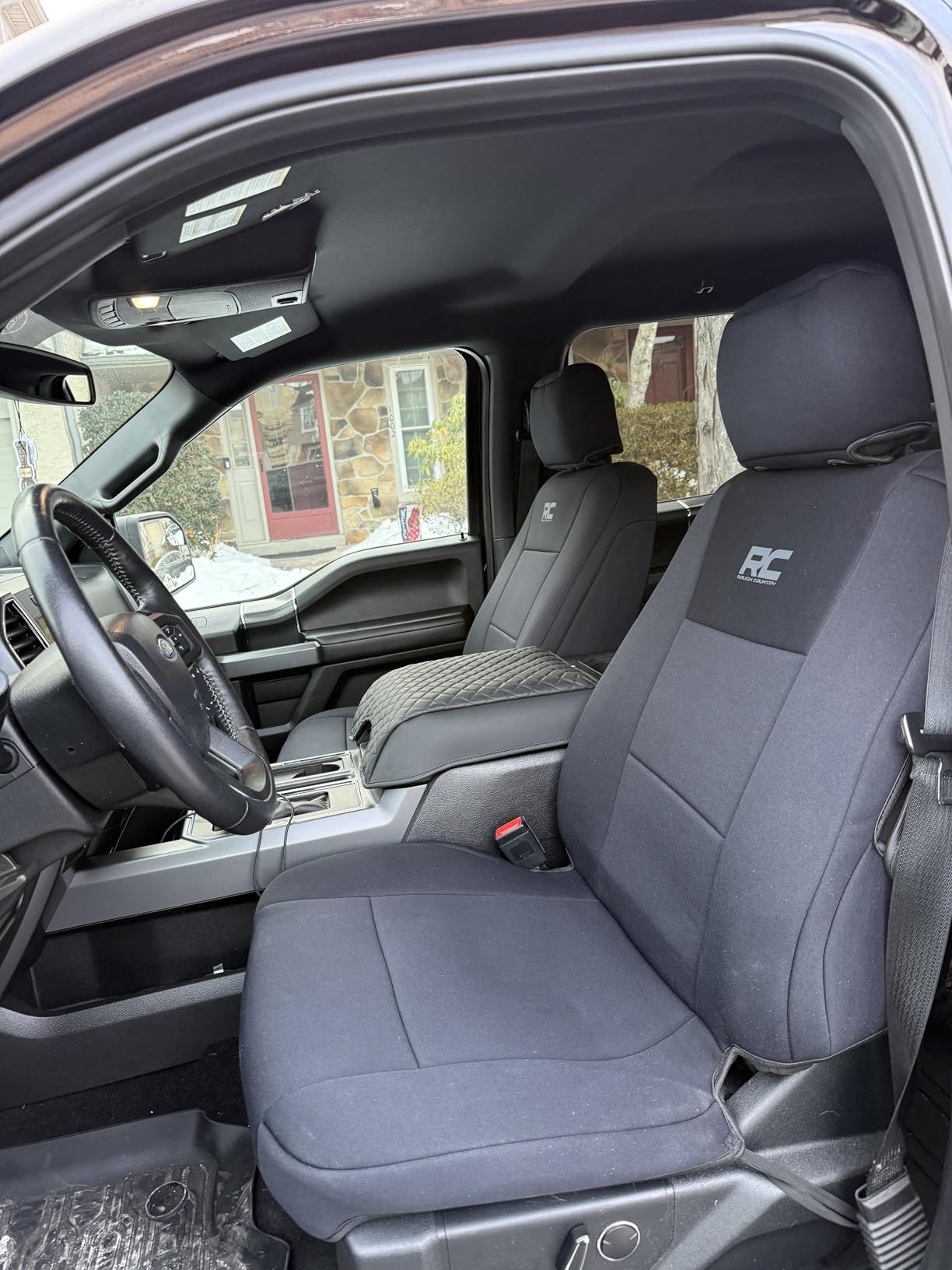 Rough Country Neoprene Seat Covers for 15-22 F-150 |17-22 Super Duty - 91016,Black, Front customer photo 2